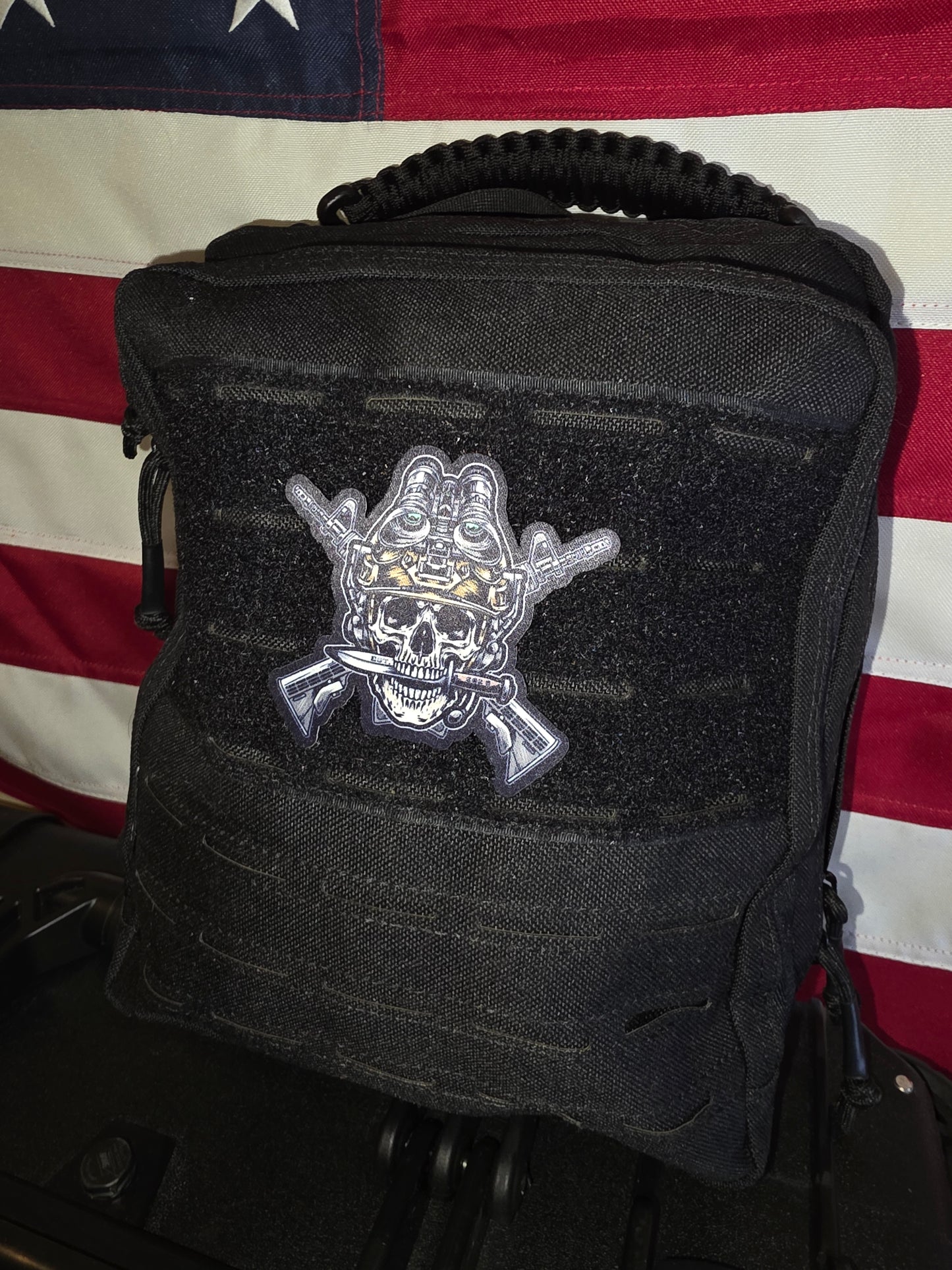 Tactical Skull Velcro Patch – Military & Law Enforcement Morale Patch for Backpacks, Rifle Cases, and Gear 3x3