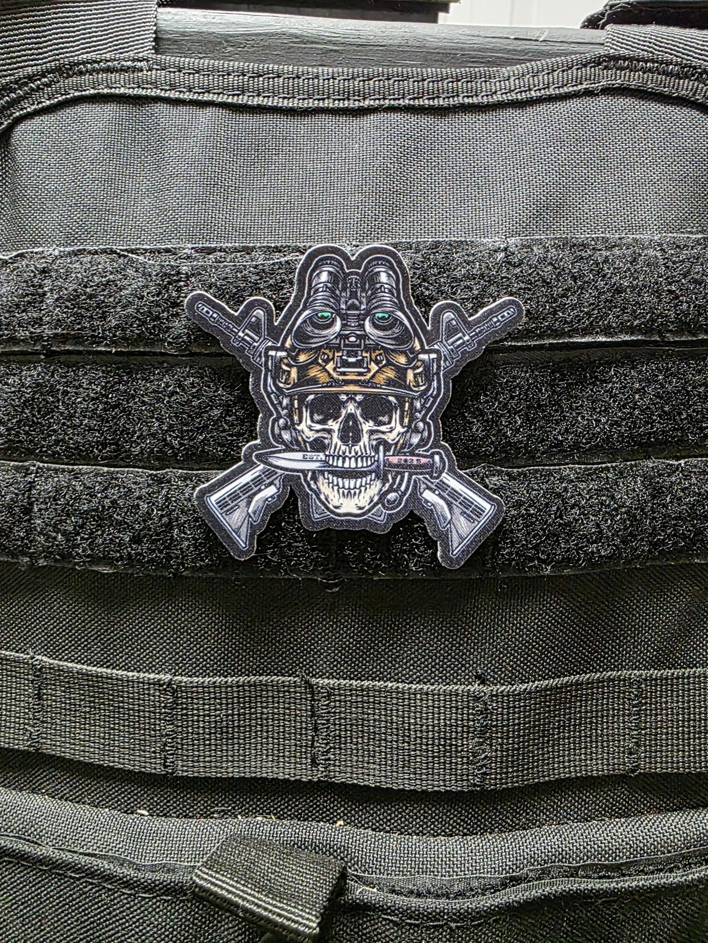 Tactical Skull Velcro Patch – Military & Law Enforcement Morale Patch for Backpacks, Rifle Cases, and Gear 3x3