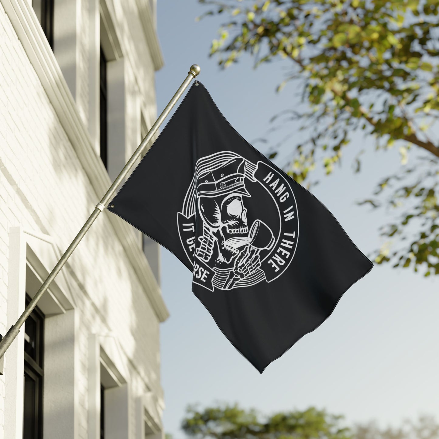 Police Flag — "Hang in There, It Gets Worse" Double-Sided Station Decor