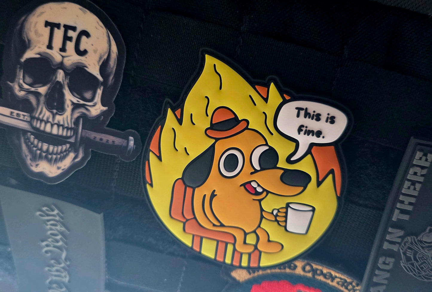 “This is Fine” PVC Morale Patch – Tactical Humor for Chaos Operators