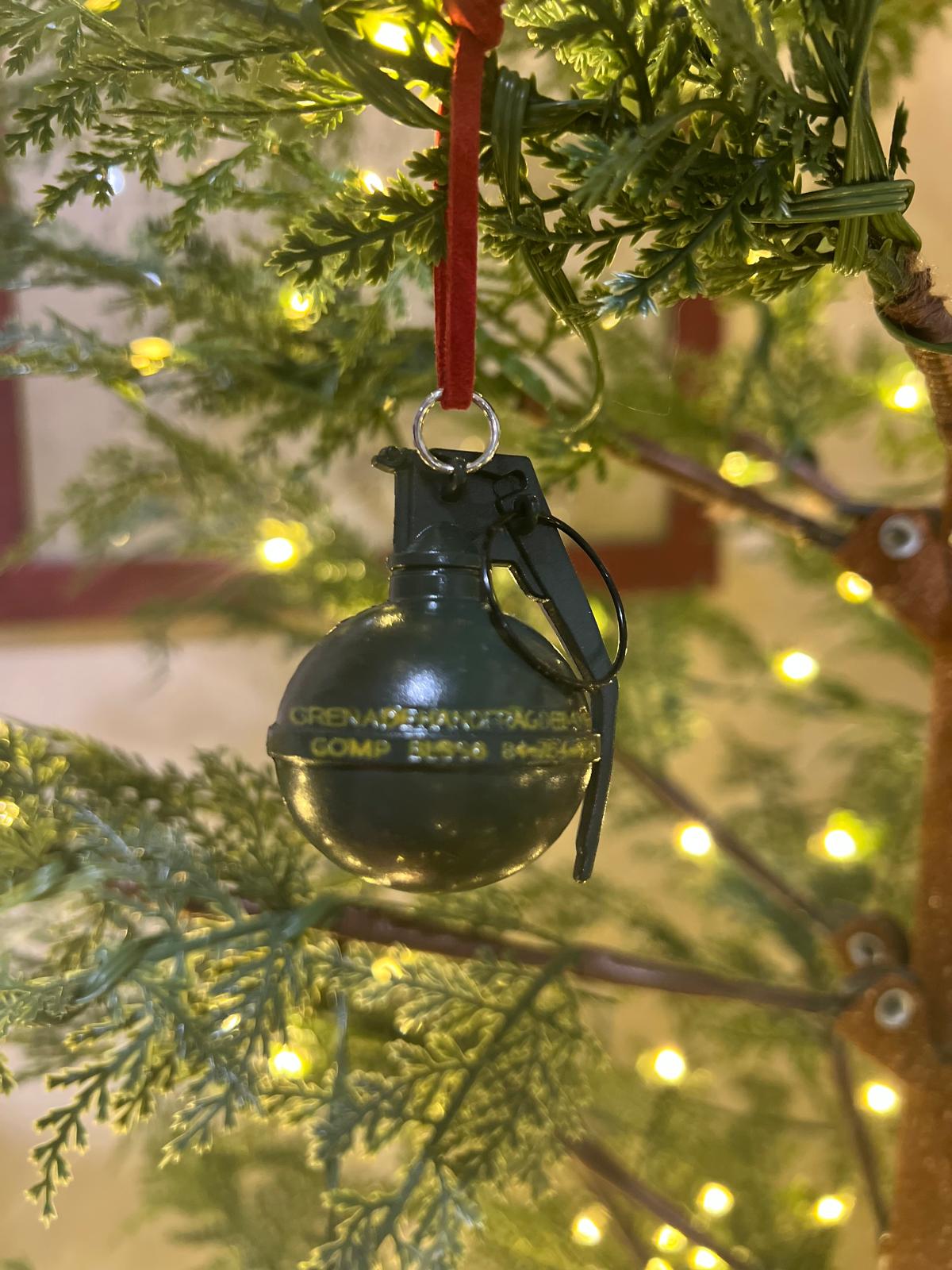Tactical Christmas Ornaments β M18 Smoke, M67 Grenade & Flashbang Decorations | Military, First Responder & Patriotic Holiday Decor | Funny Gift for Veterans & Soldiers
