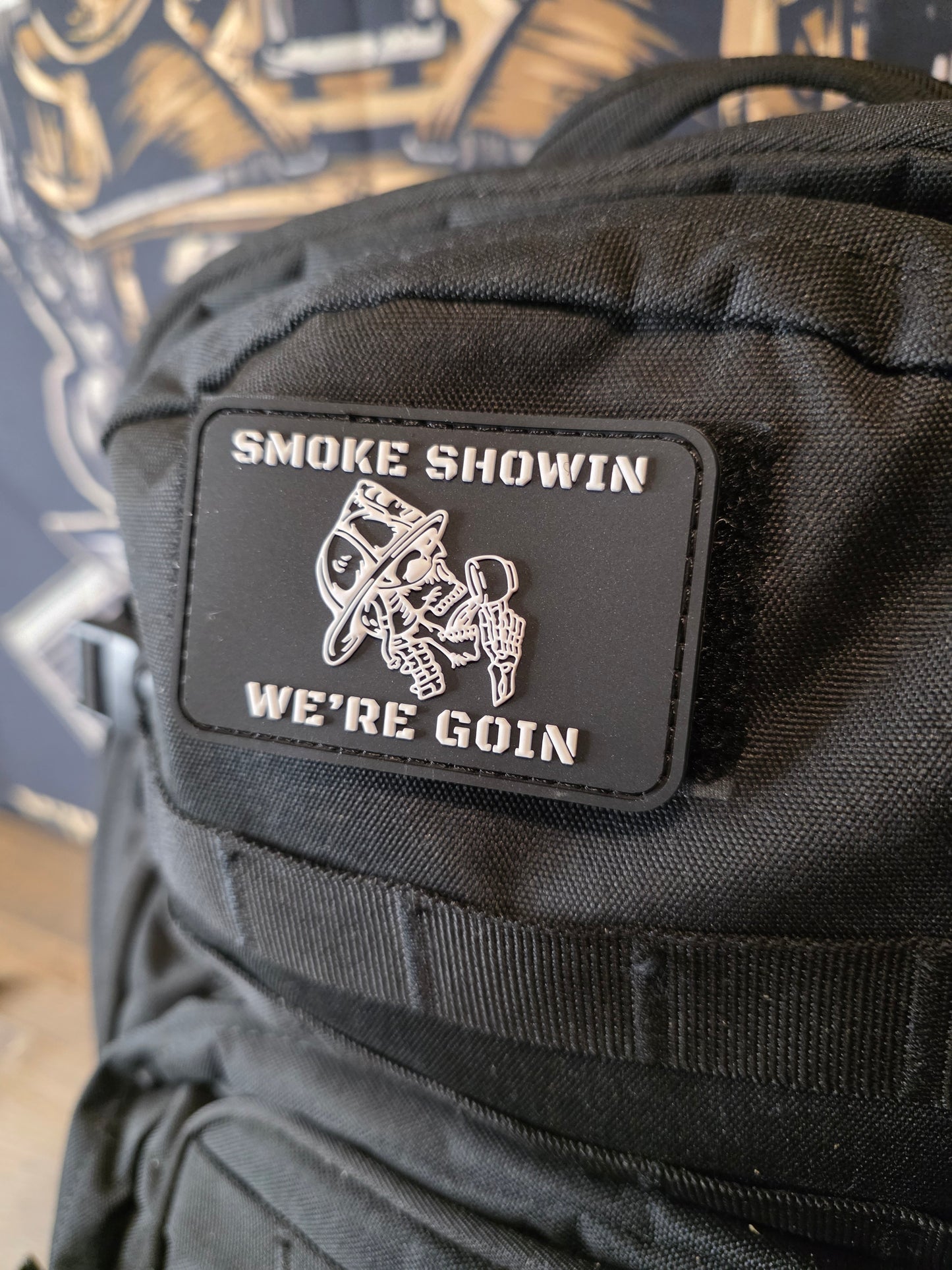 SMOKE SHOWIN Patch – Firefighter Morale Patch | Hook & Loop Backing | Bold Red Tactical Gear for Firefighters, EDC Bags & Gear