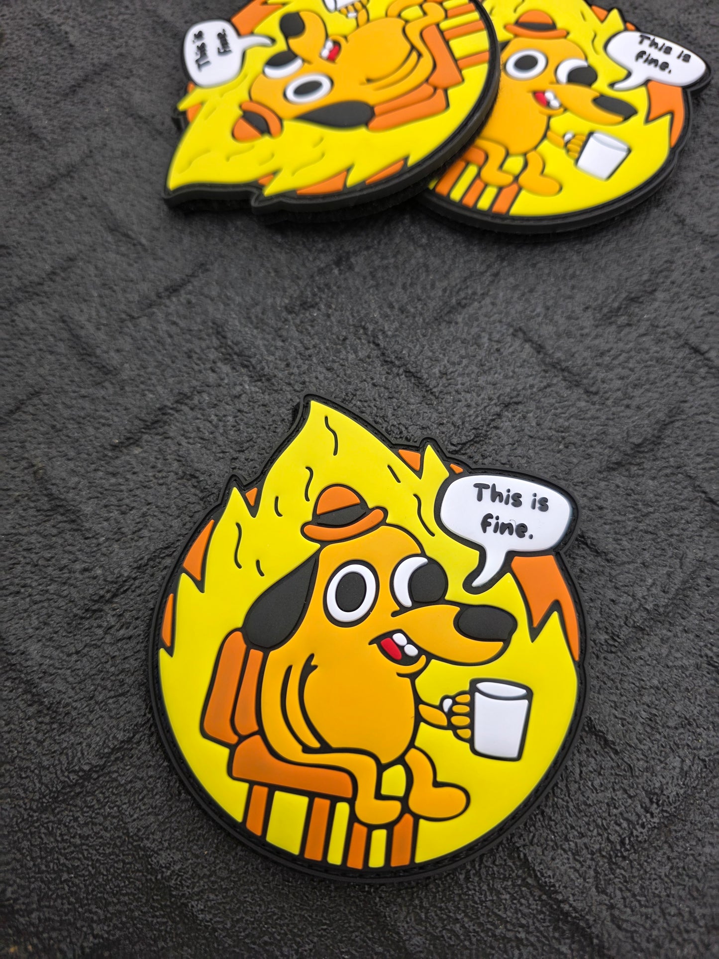 “This is Fine” PVC Morale Patch – Tactical Humor for Chaos Operators
