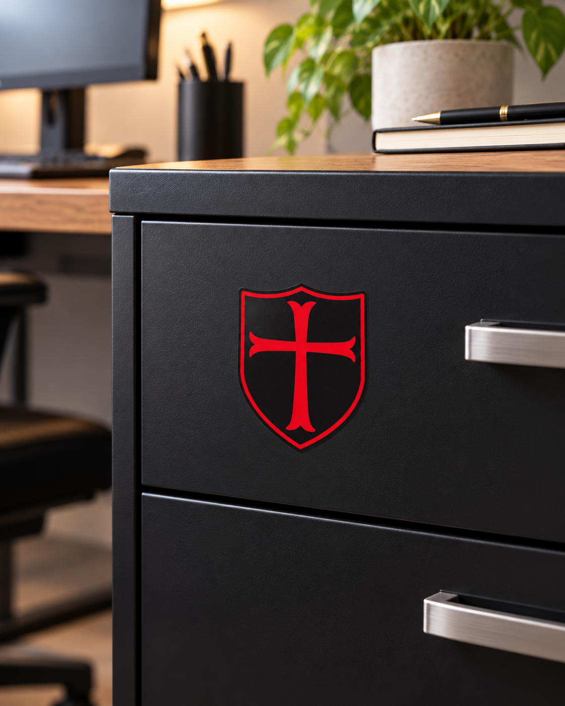 Knights Templar Shield Vinyl Sticker – Red Crusader Cross | 3" x 3"