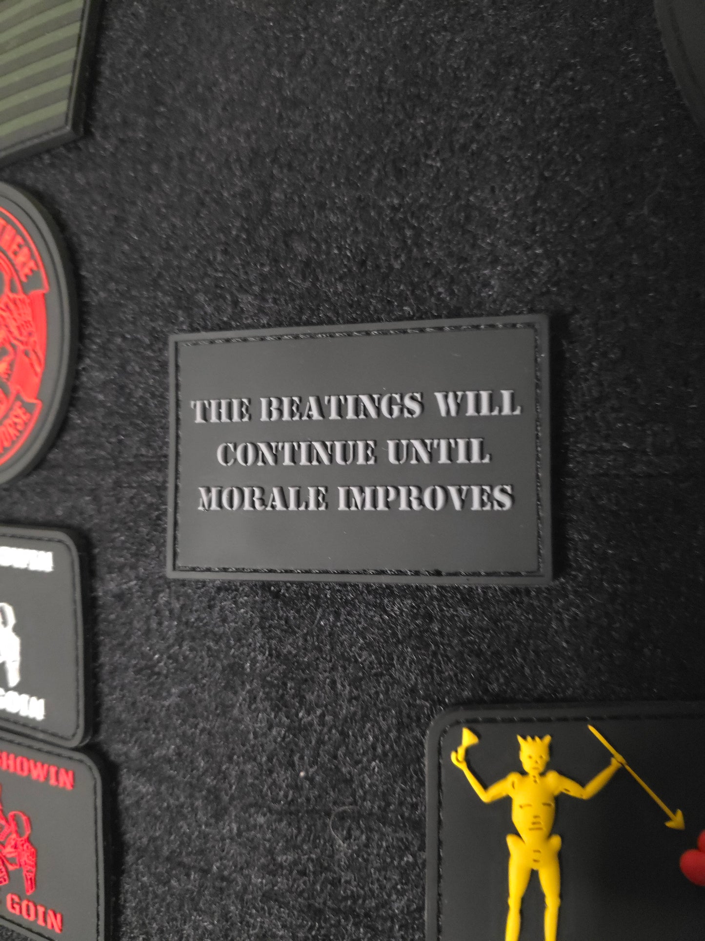 The Beatings Will Continue Until Morale Improves Patch – Tactical PVC Morale Patch – Funny Military Humor Gear