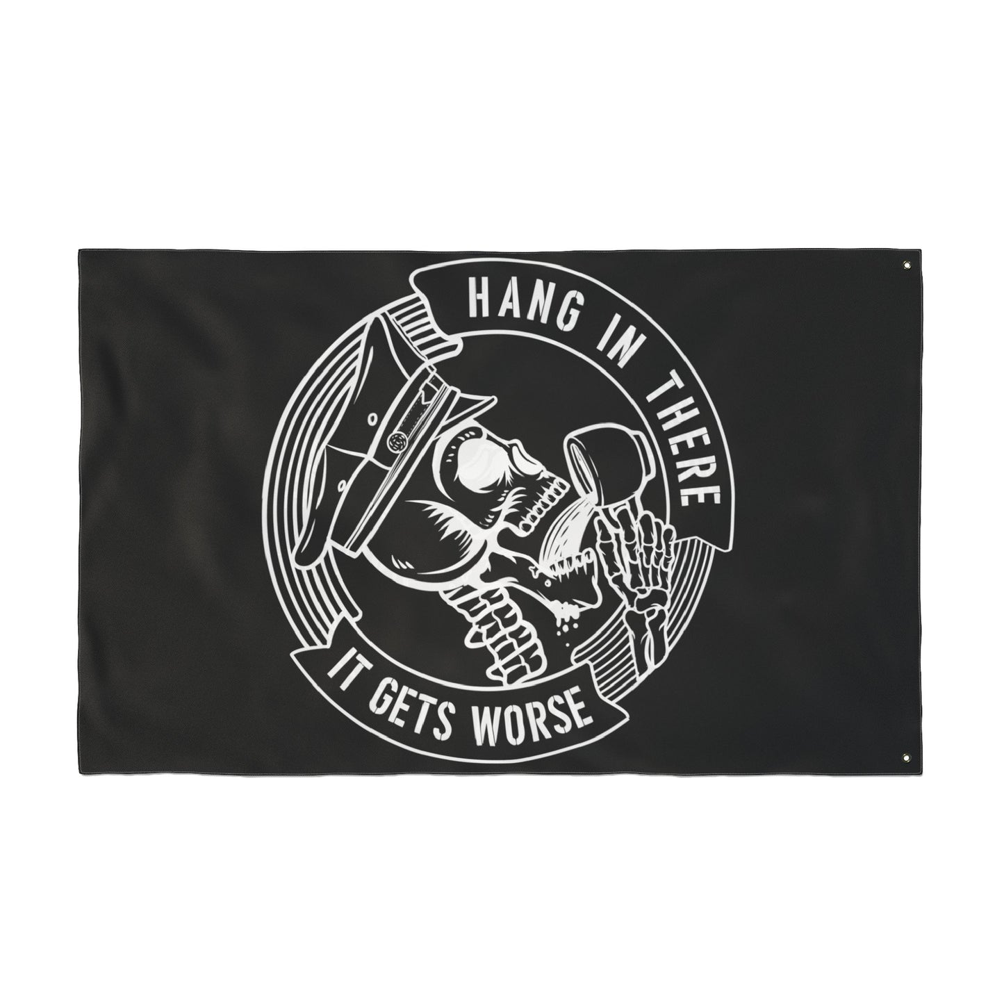 Police Flag — "Hang in There, It Gets Worse" Double-Sided Station Decor