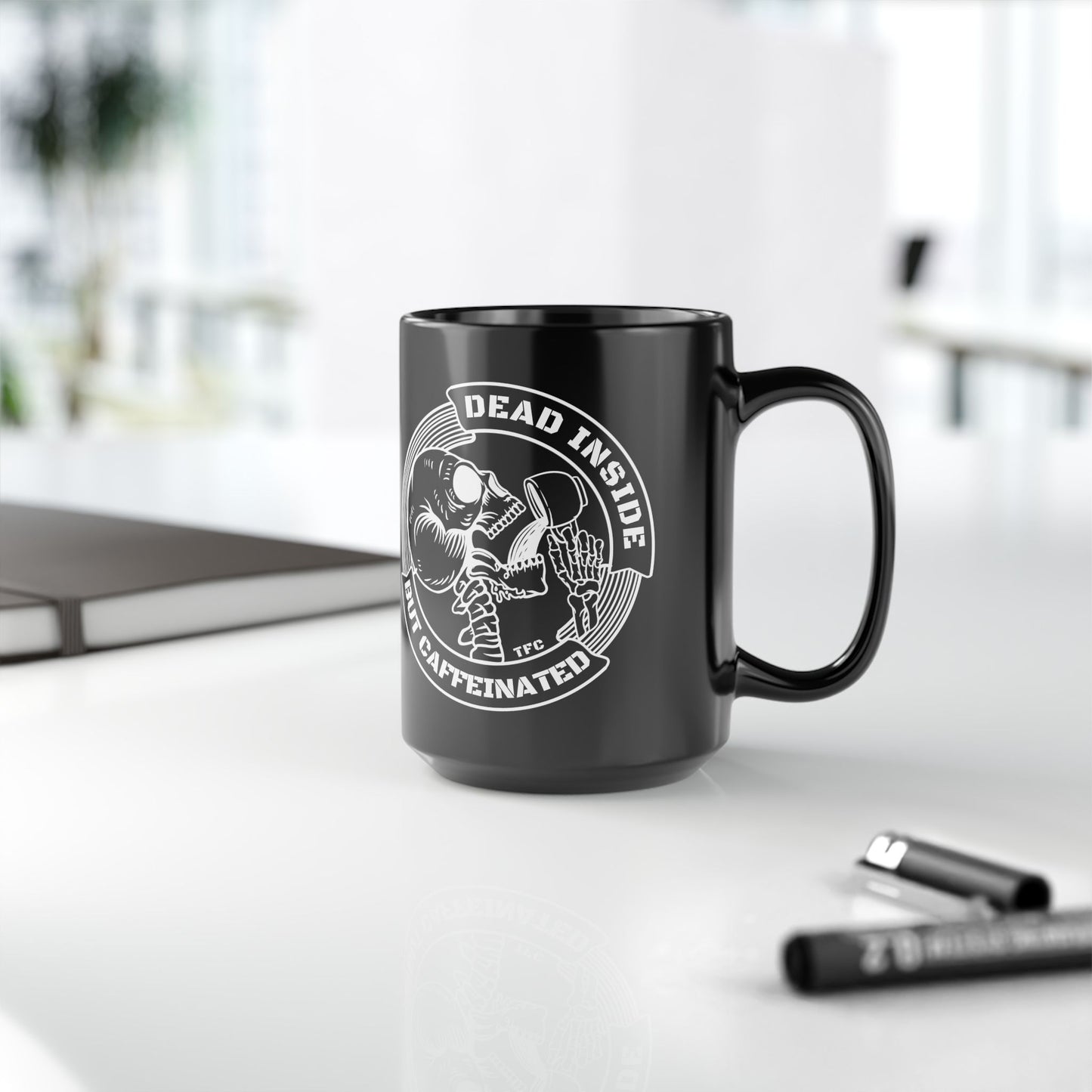 Dead Inside But Caffeinated Coffee Mug — Funny Skeleton Coffee Mug (11oz & 15oz)