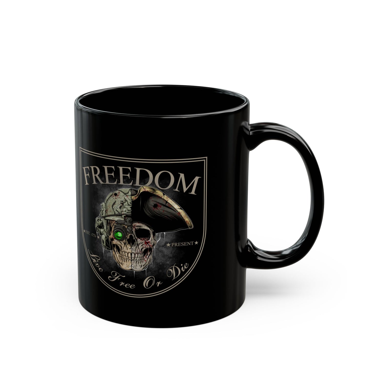 Freedom Coffee Mug – Live Free or Die | 1776 Patriotic Mug | Military & Veteran Gift | Tactical American Pride Cup | 11oz & 15oz