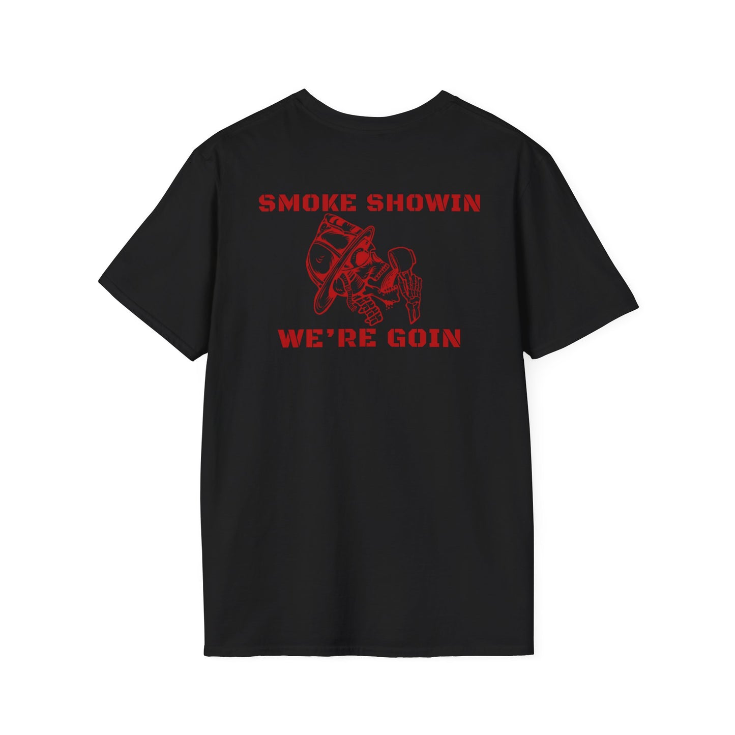 Smoke Showin’ We’re Goin’ Firefighter Skull T-Shirt | Red Graphic Fire Dept Tee