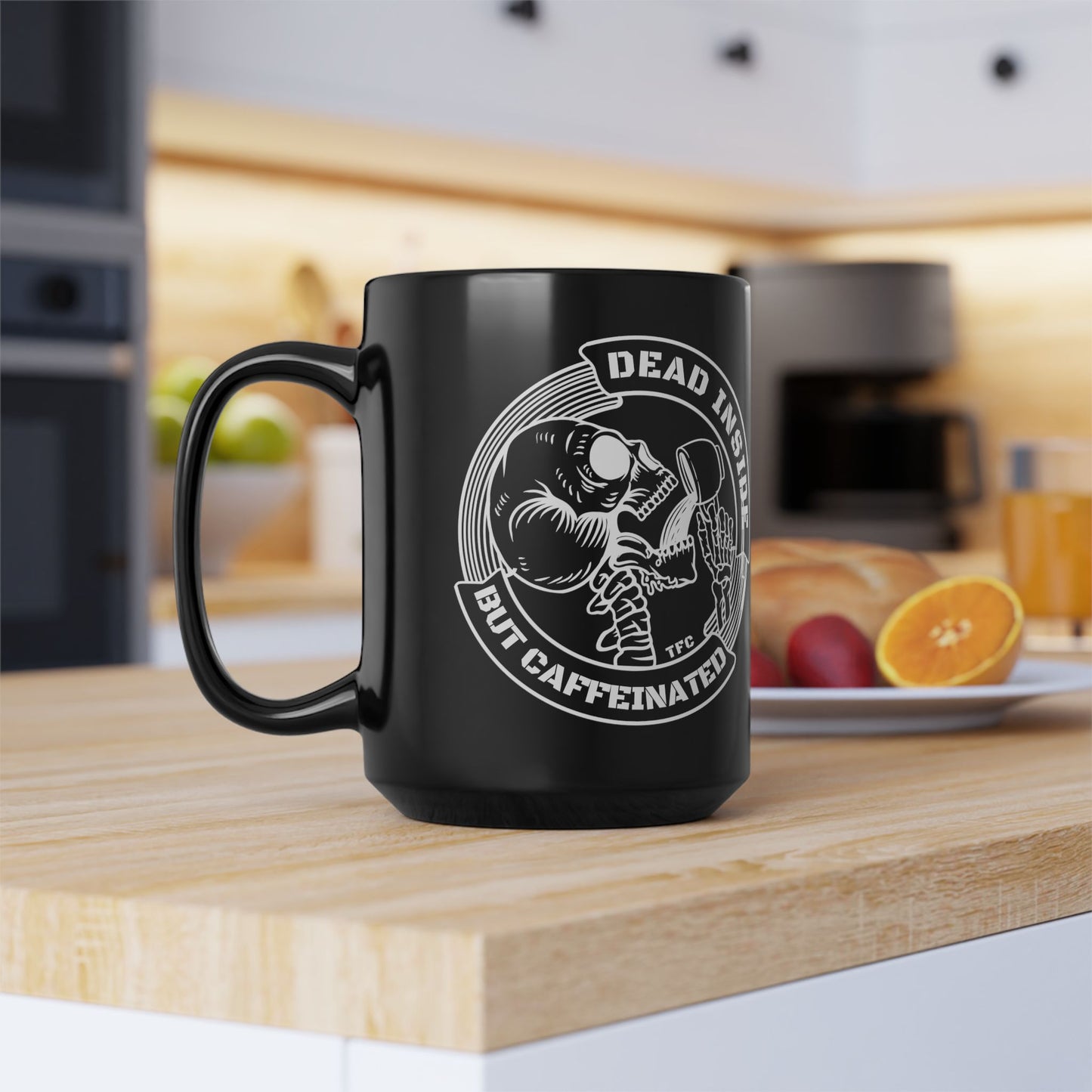Dead Inside But Caffeinated Coffee Mug — Funny Skeleton Coffee Mug (11oz & 15oz)