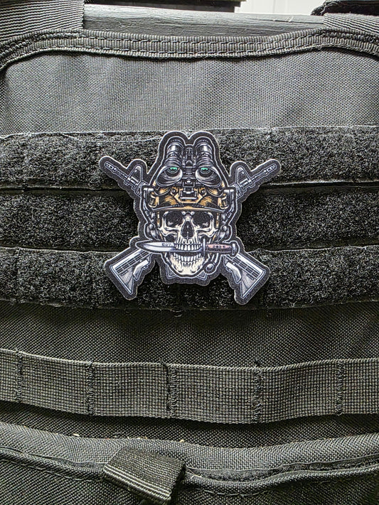 Tactical Skull Velcro Patch – Military & Law Enforcement Morale Patch for Backpacks, Rifle Cases, and Gear 3x3