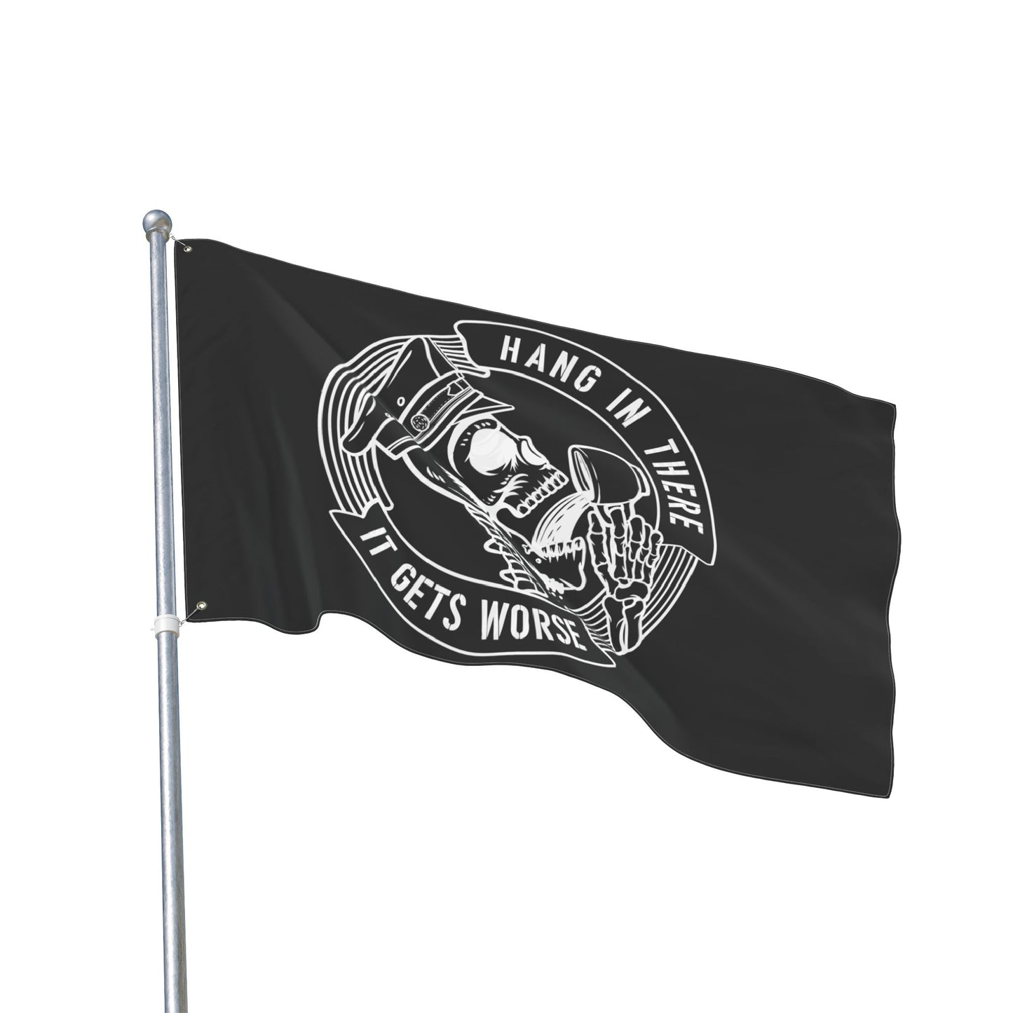 Police Flag — "Hang in There, It Gets Worse" Double-Sided Station Decor