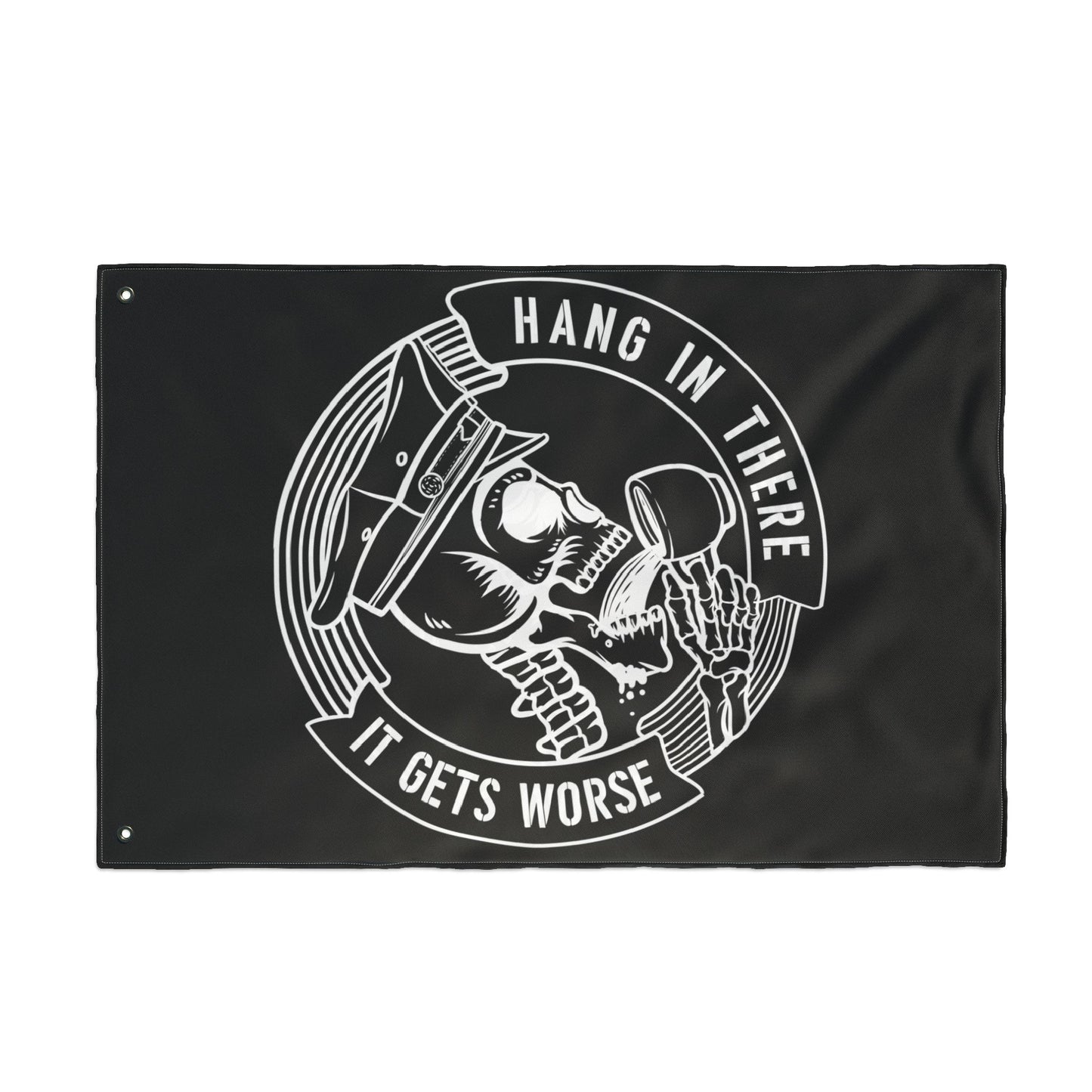 Police Flag — "Hang in There, It Gets Worse" Double-Sided Station Decor