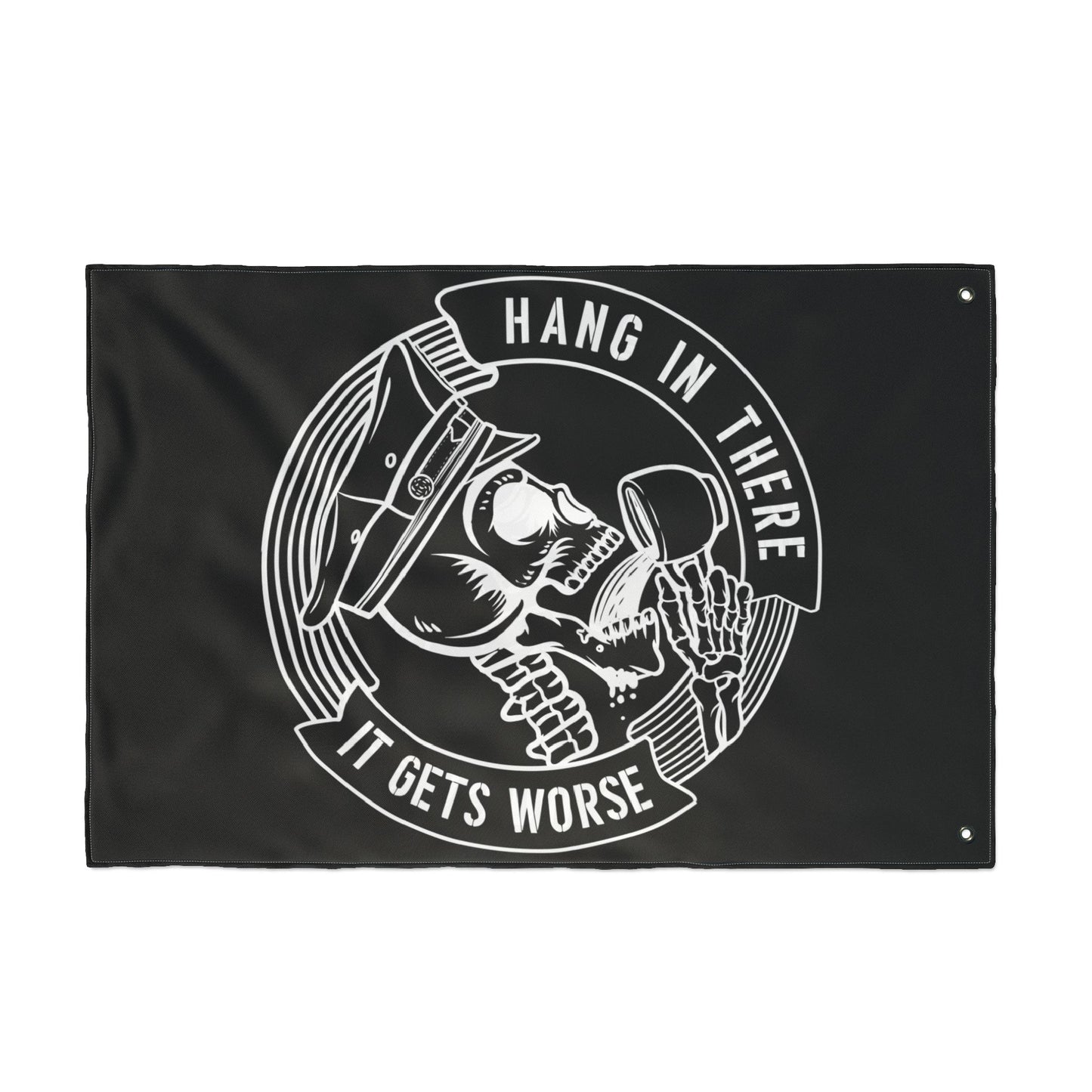 Police Flag — "Hang in There, It Gets Worse" Double-Sided Station Decor