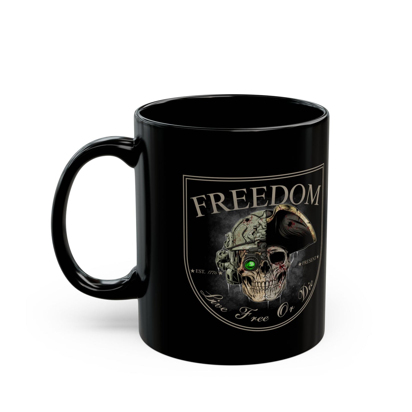 Freedom Coffee Mug – Live Free or Die | 1776 Patriotic Mug | Military & Veteran Gift | Tactical American Pride Cup | 11oz & 15oz