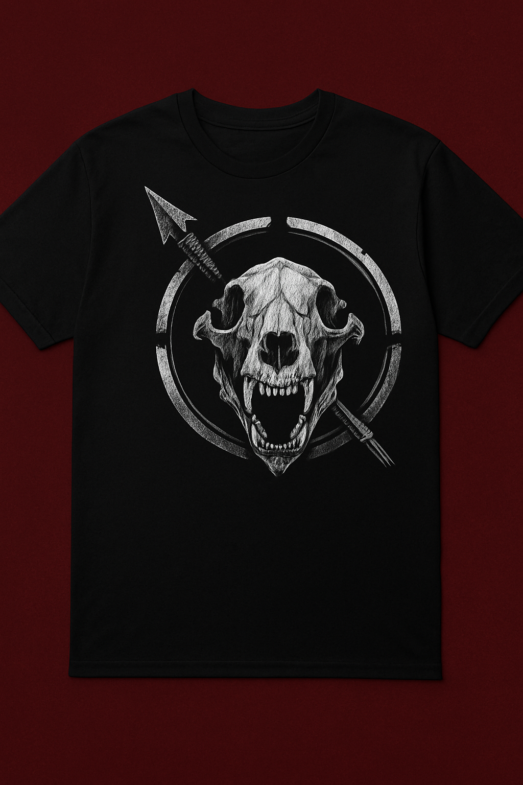 Tribal Warrior Tee, Hunting Tattoo Style Shirt, Outdoor Survival Apparel, Tactical Bear Skull T-Shirt