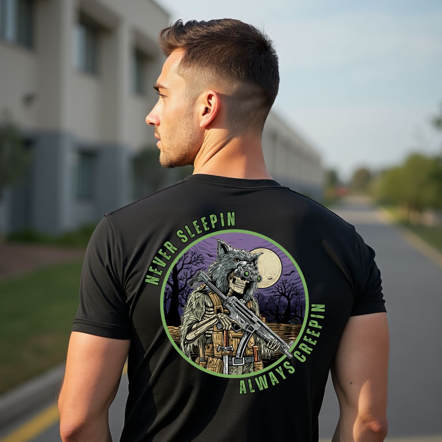 Tactical T-Shirt – Never Sleepin, Always Creepin