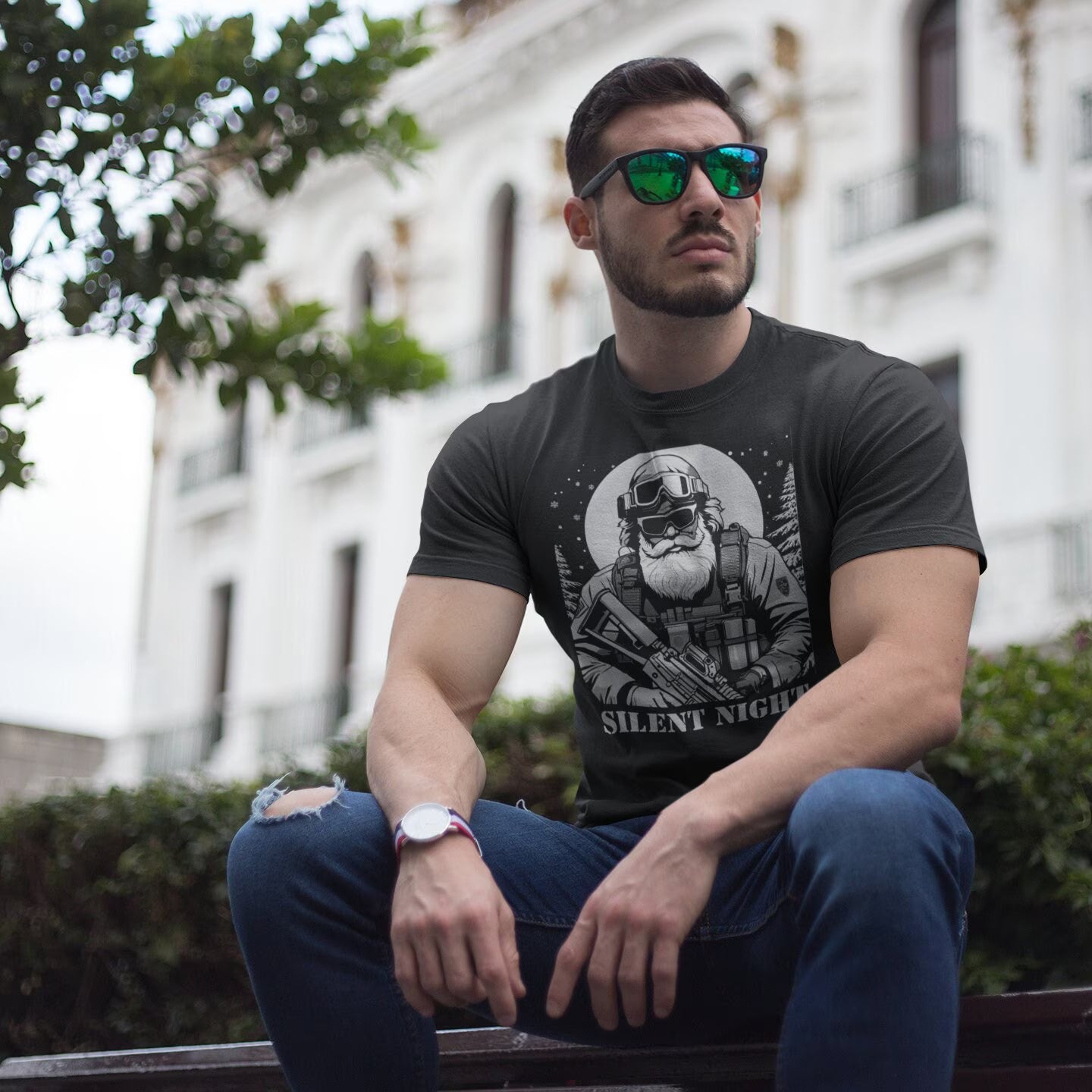 Silent Night T-Shirt Christmas Tactical