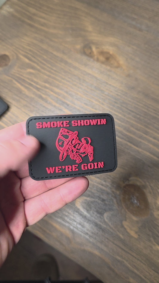 SMOKE SHOWIN Patch – Firefighter Morale Patch | Hook & Loop Backing | Bold Red Tactical Gear for Firefighters, EDC Bags & Gear