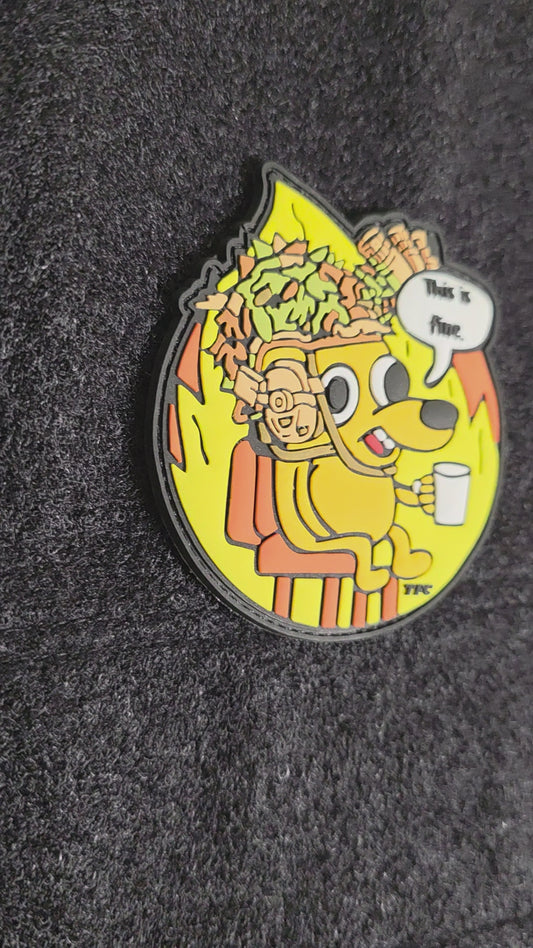 This Is Fine Tactical Patch – Military Meme Morale Patch | Hook & Loop | Funny Soldier Gift | Tactical Gear Humor