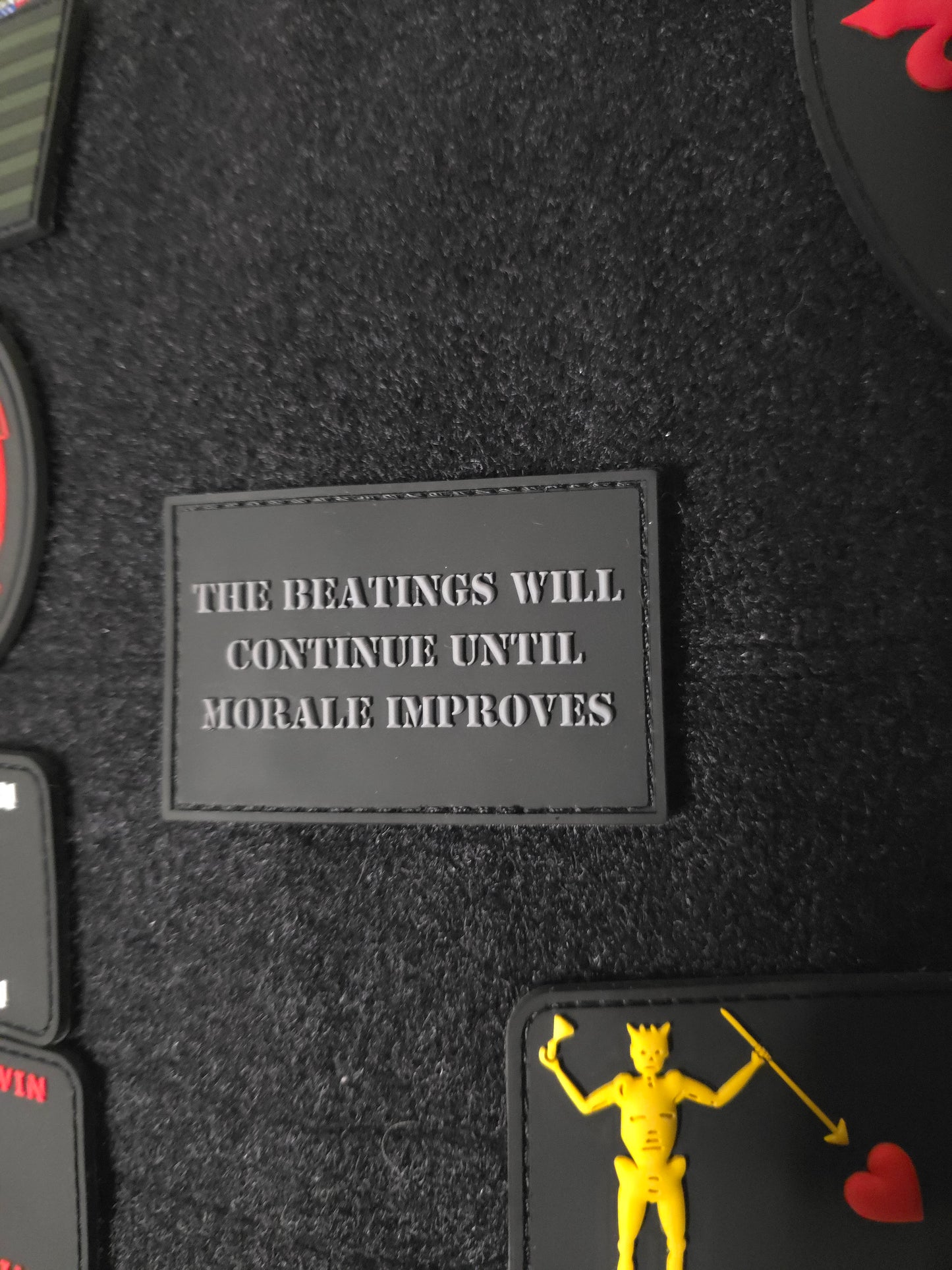 The Beatings Will Continue Until Morale Improves Patch – Tactical PVC Morale Patch – Funny Military Humor Gear