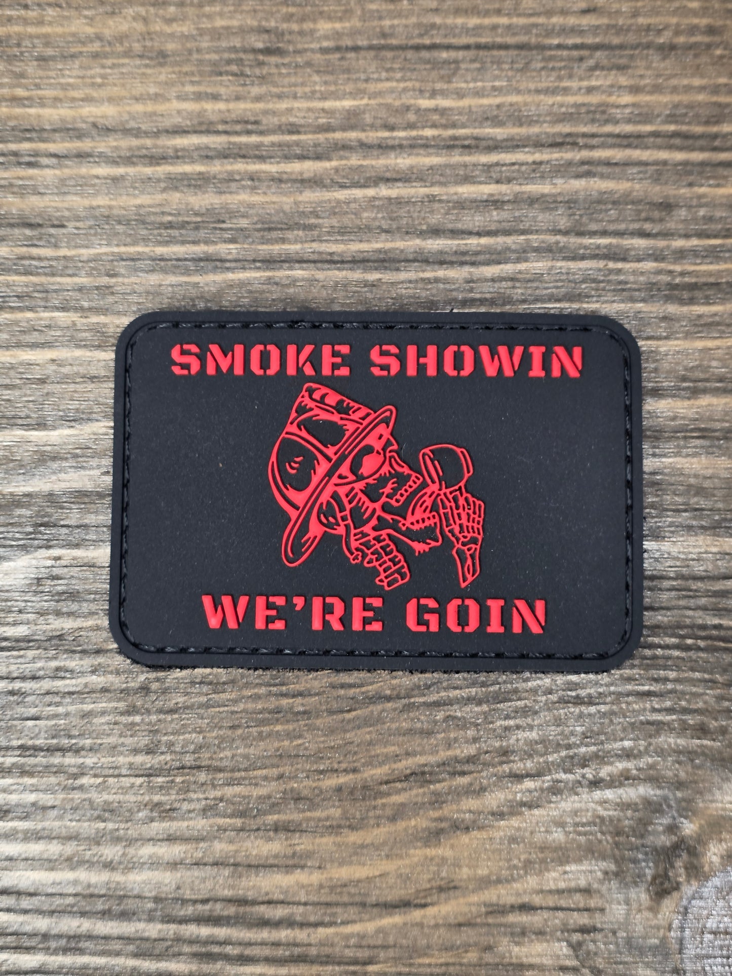 SMOKE SHOWIN Patch – Firefighter Morale Patch | Hook & Loop Backing | Bold Red Tactical Gear for Firefighters, EDC Bags & Gear