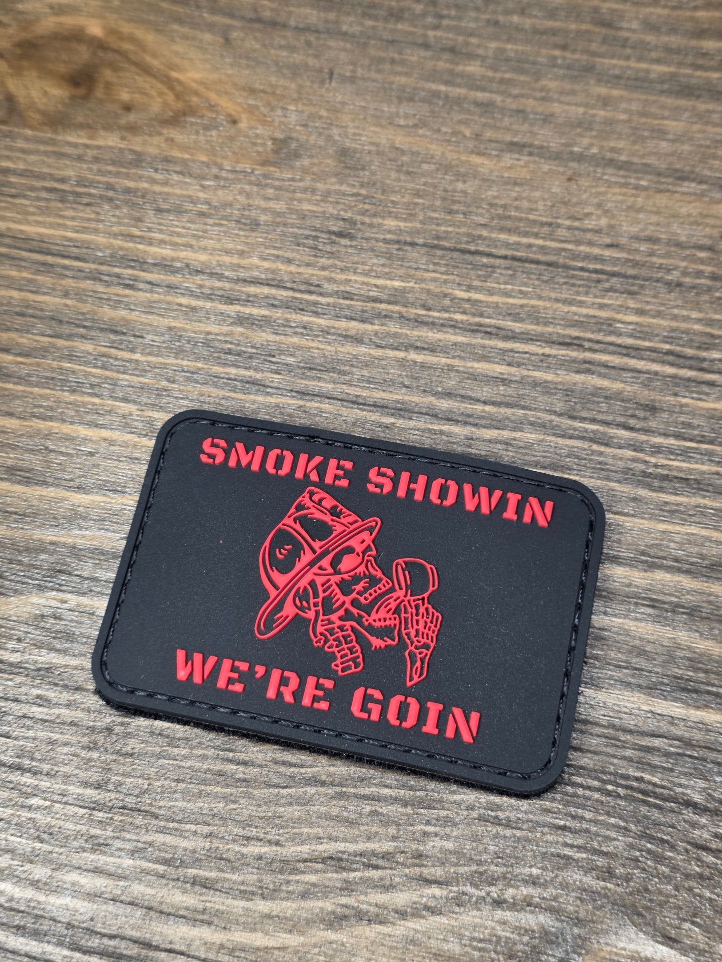 SMOKE SHOWIN Patch – Firefighter Morale Patch | Hook & Loop Backing | Bold Red Tactical Gear for Firefighters, EDC Bags & Gear