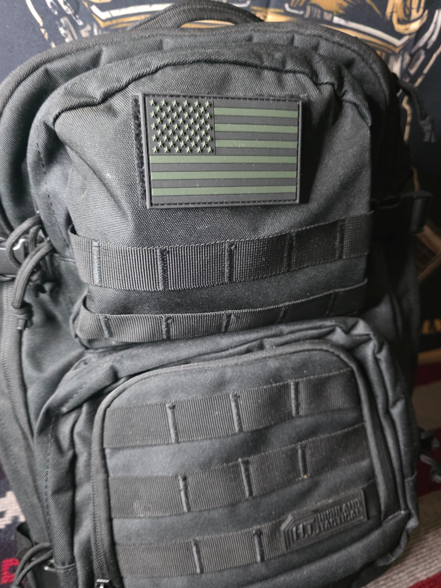 Tactical Subdued U.S. Flag – Black & OD Green Hook and Loop Patch