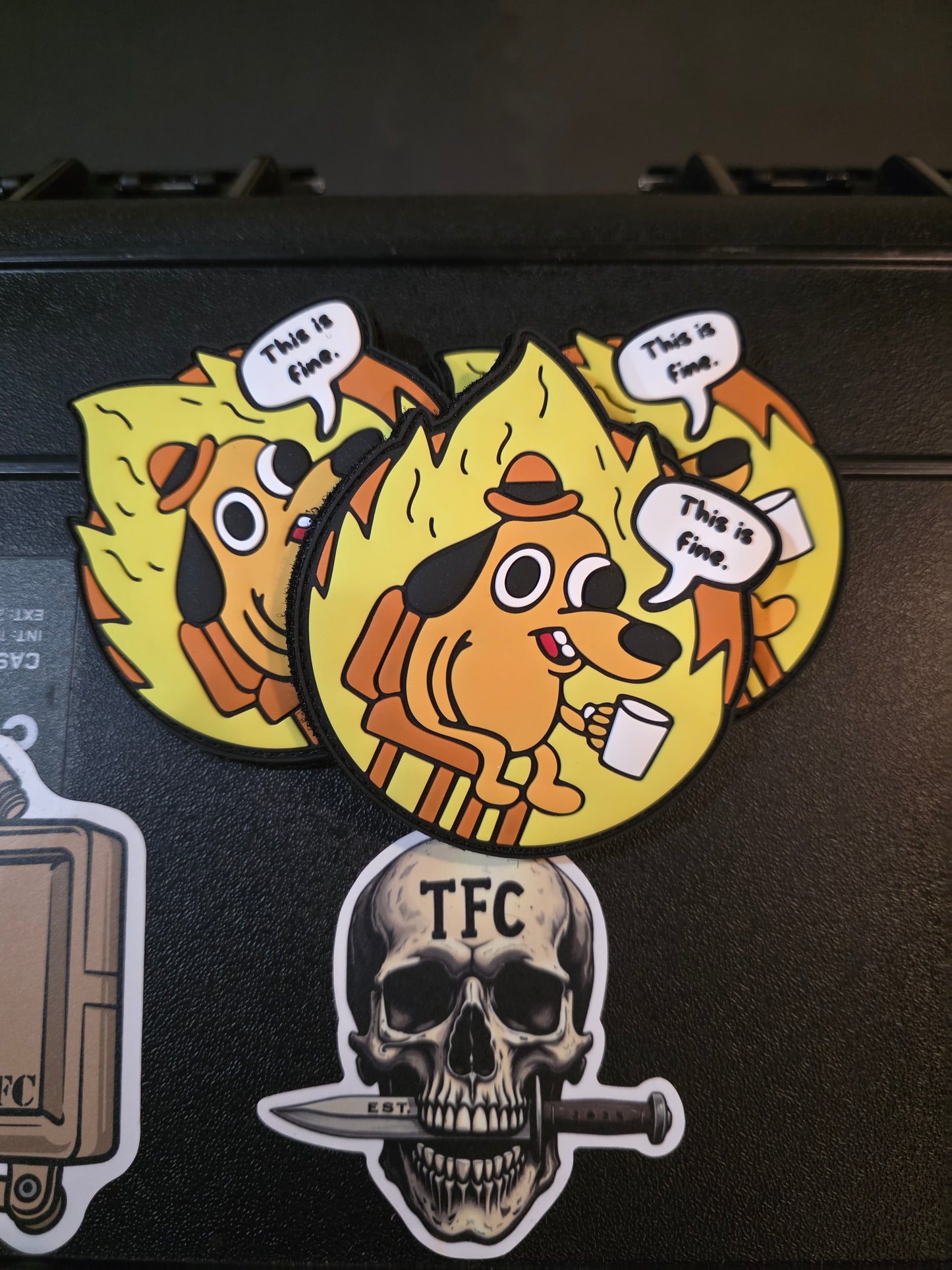 “This is Fine” PVC Morale Patch – Tactical Humor for Chaos Operators