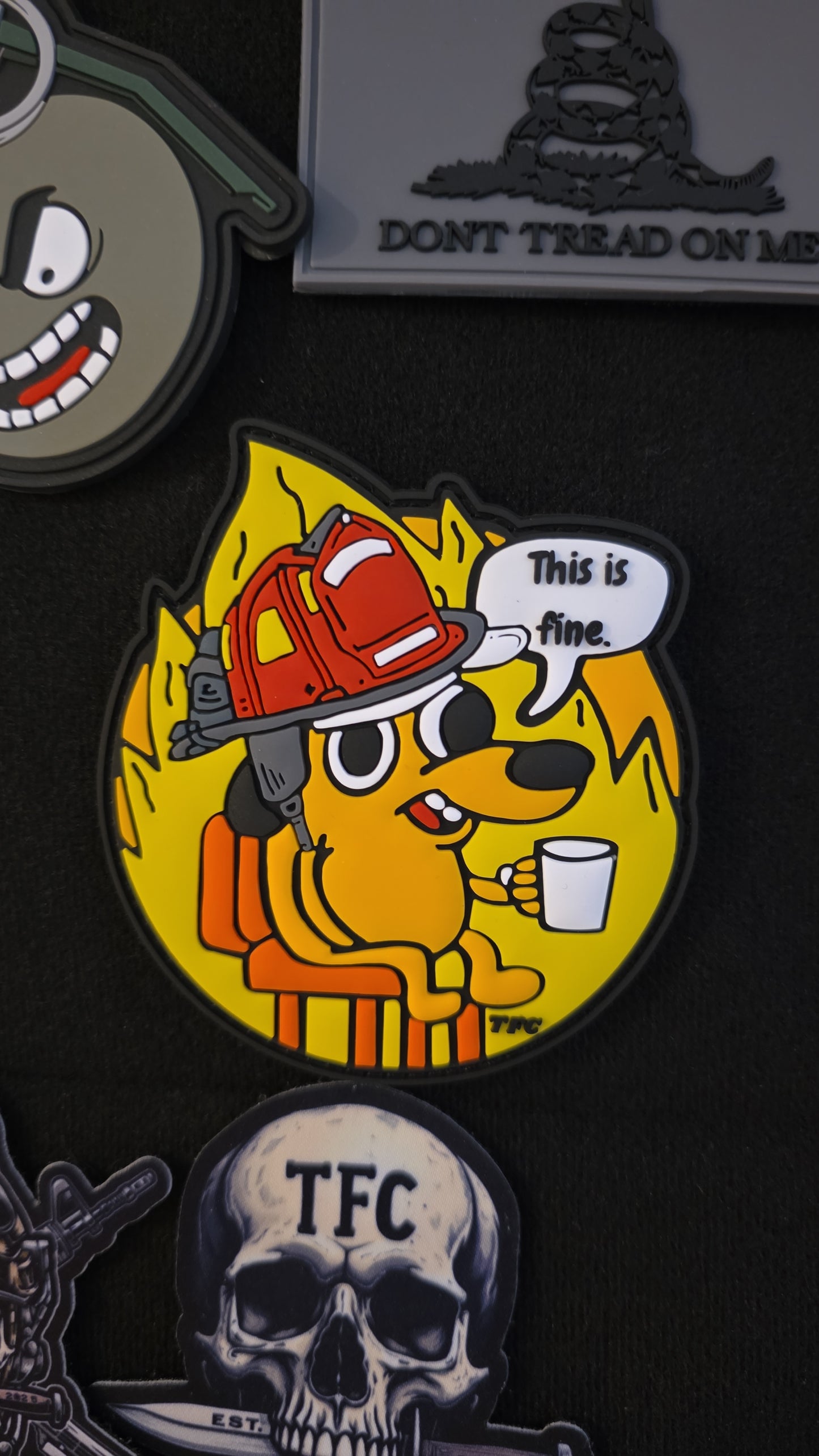This Is Fine Firefighter Patch – Funny Firefighter Morale Patch | Hook & Loop | Perfect for Gear, Hats & Uniforms | TFC Tactical Humor Series
