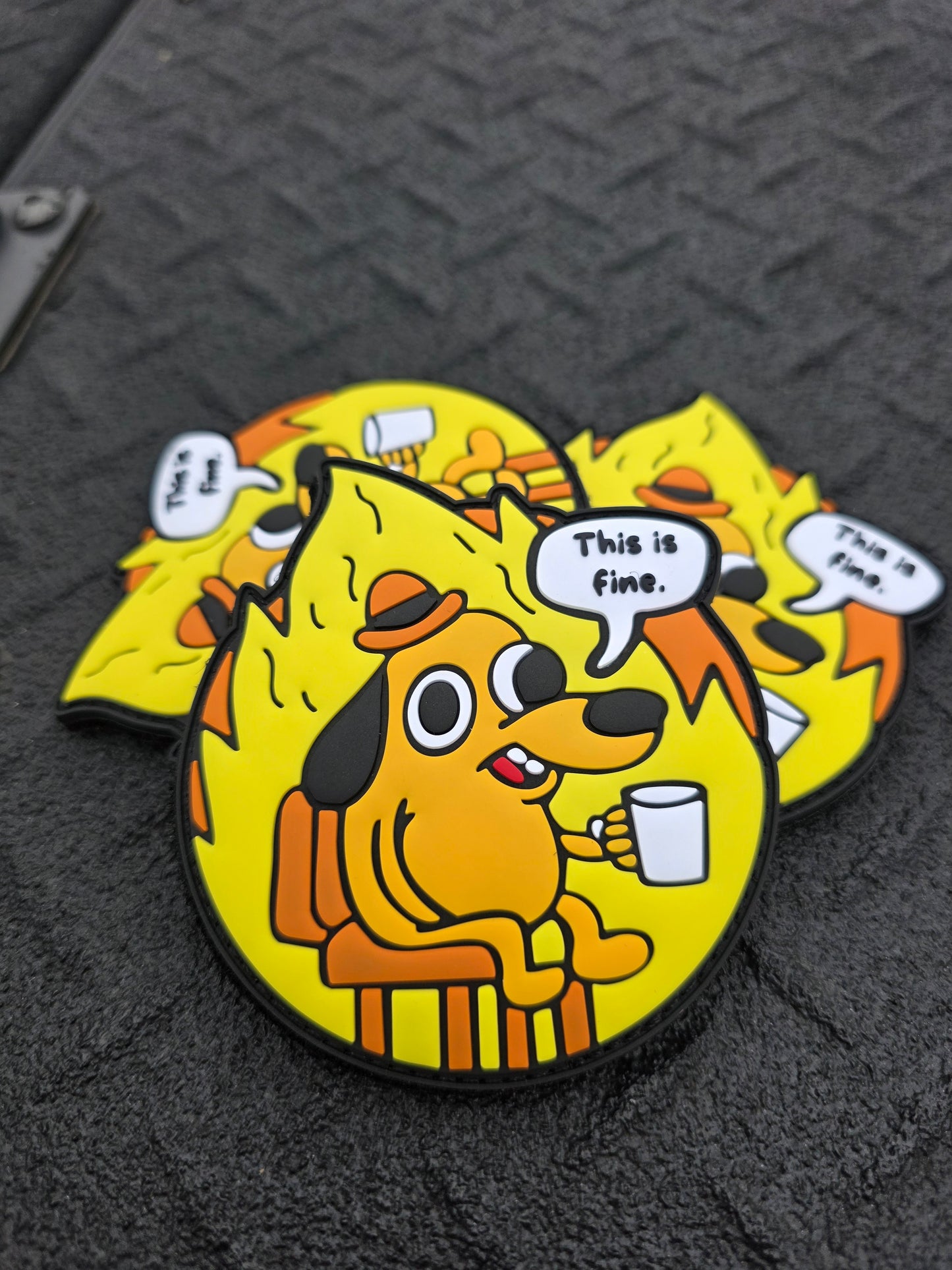 “This is Fine” PVC Morale Patch – Tactical Humor for Chaos Operators