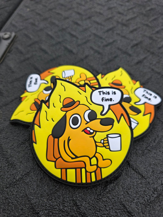 “This is Fine” PVC Morale Patch – Tactical Humor for Chaos Operators