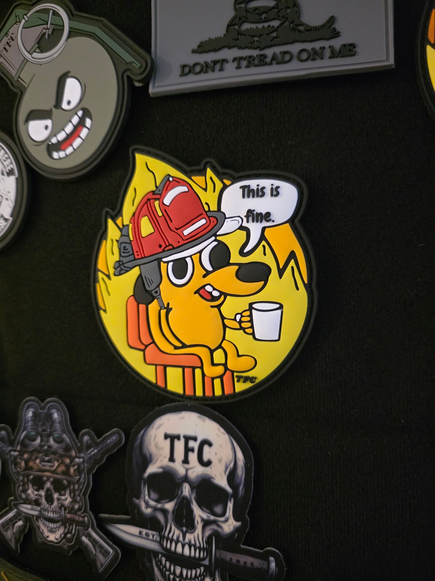 This Is Fine Firefighter Patch – Funny Firefighter Morale Patch | Hook & Loop | Perfect for Gear, Hats & Uniforms | TFC Tactical Humor Series