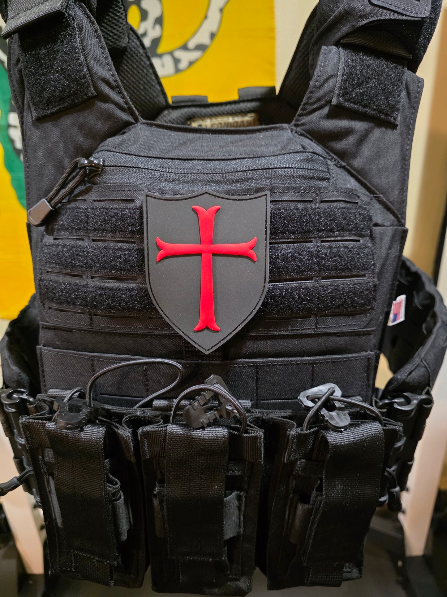 Crusader Shield Patch – Red Cross PVC Morale Patch | Tactical Hook & Loop Emblem for Bags, Vests & Gear