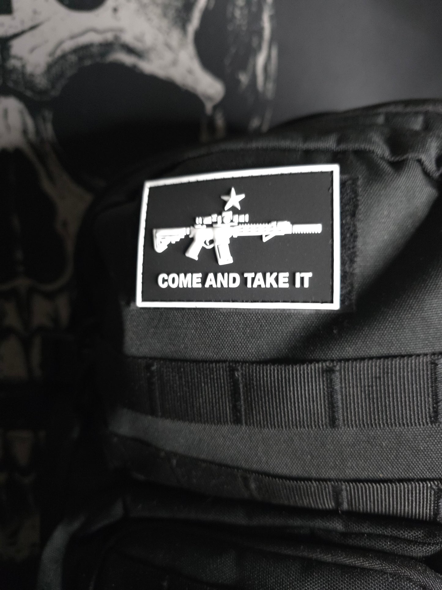 Come and Take It PVC Tactical Morale Patch – Black and White Rifle Gear Patch