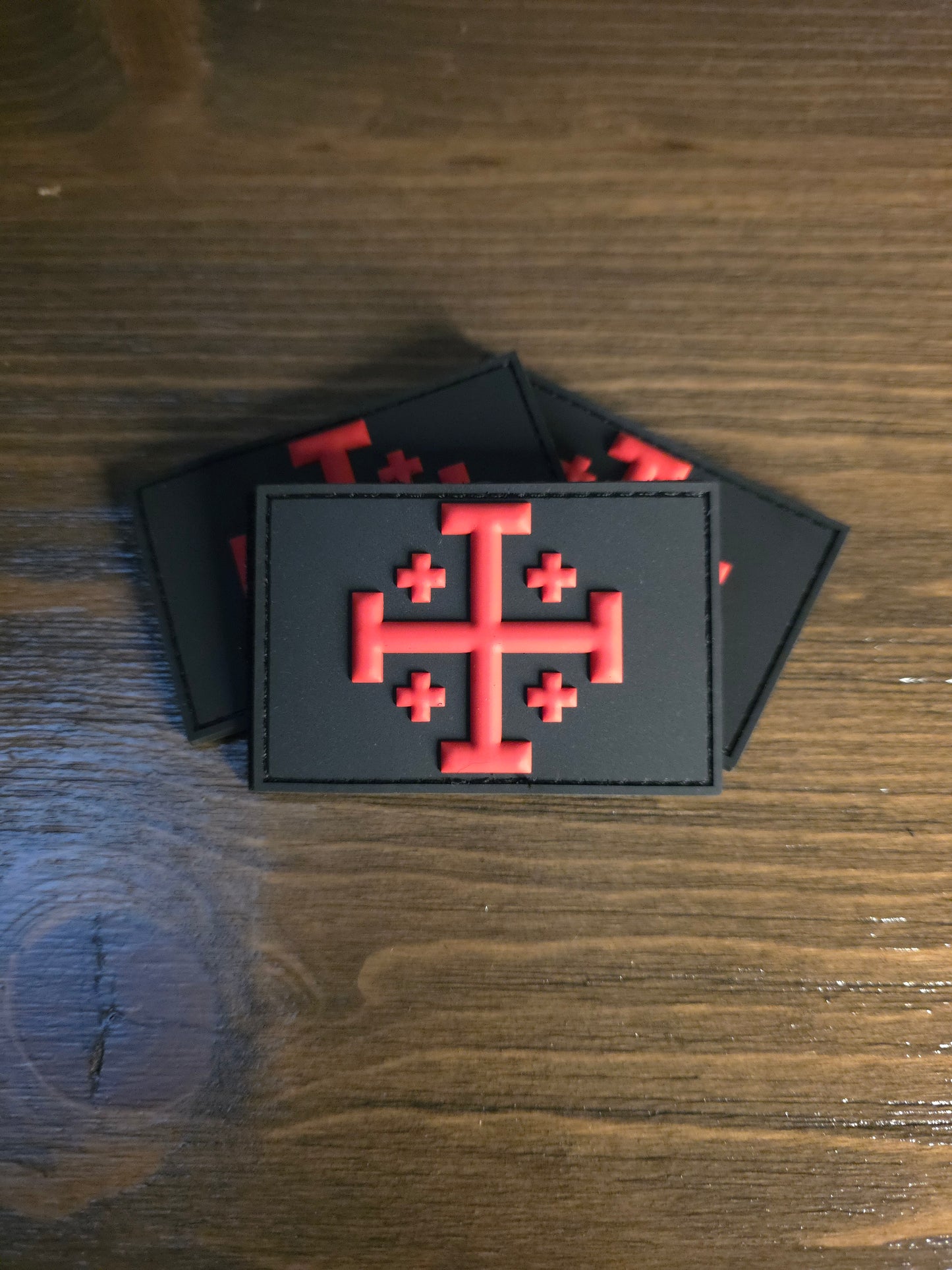 Red Jerusalem Cross Tactical PVC Patch – Velcro Morale Patch for Backpacks, Vests & EDC Gear