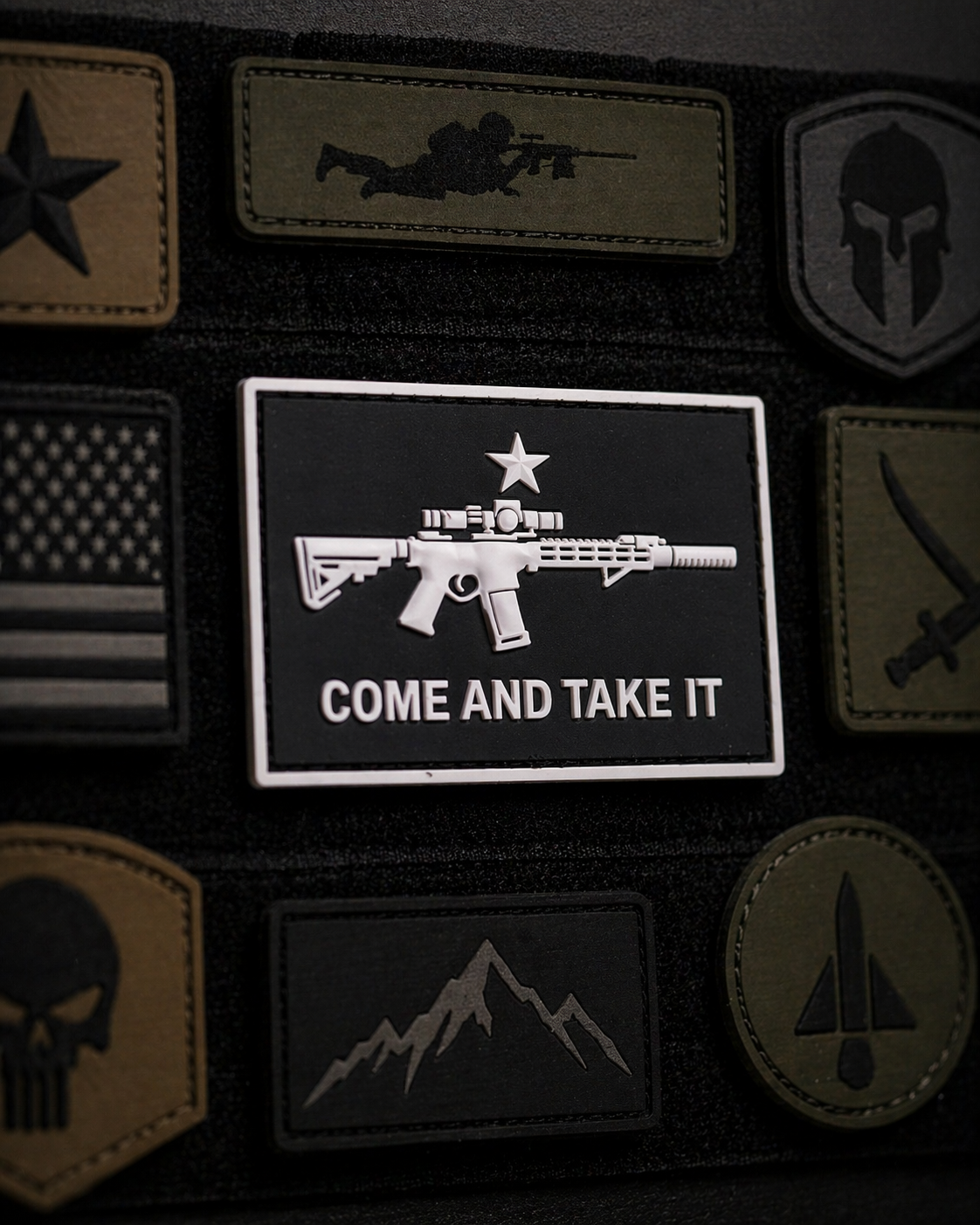 Come and Take It PVC Tactical Morale Patch – Black and White Rifle Gear Patch