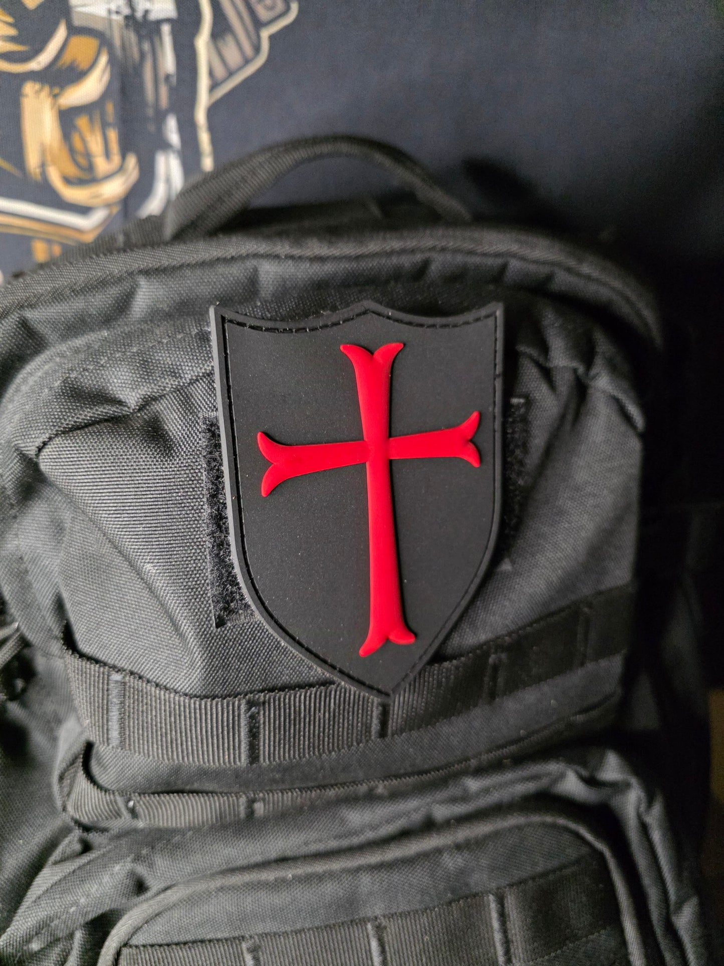 Crusader Shield Patch – Red Cross PVC Morale Patch | Tactical Hook & Loop Emblem for Bags, Vests & Gear