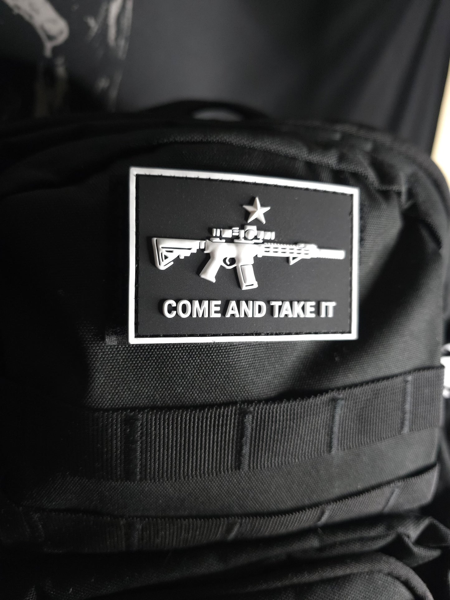 Come and Take It PVC Tactical Morale Patch – Black and White Rifle Gear Patch