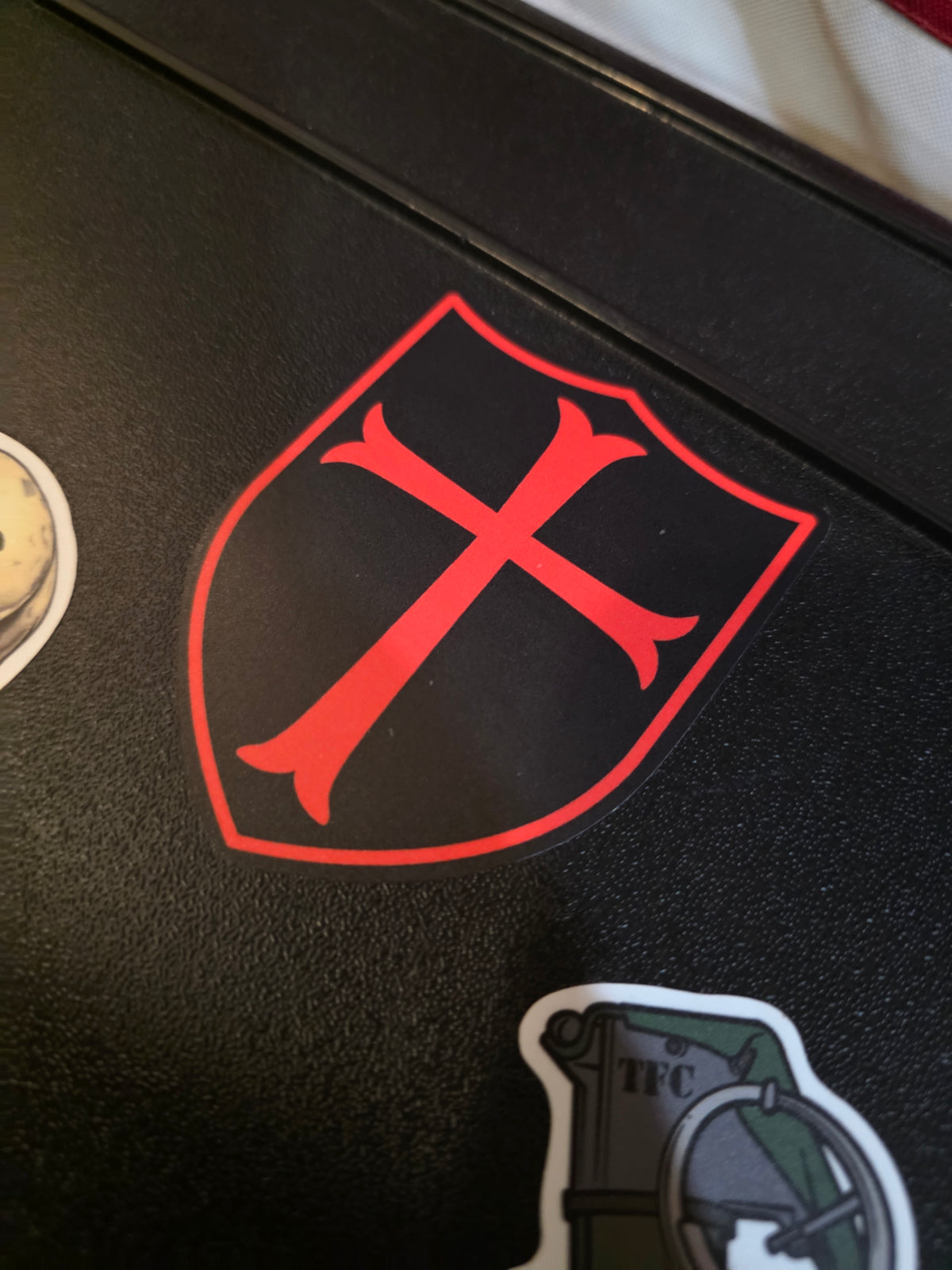 Knights Templar Shield Vinyl Sticker – Red Crusader Cross | 3" x 3"