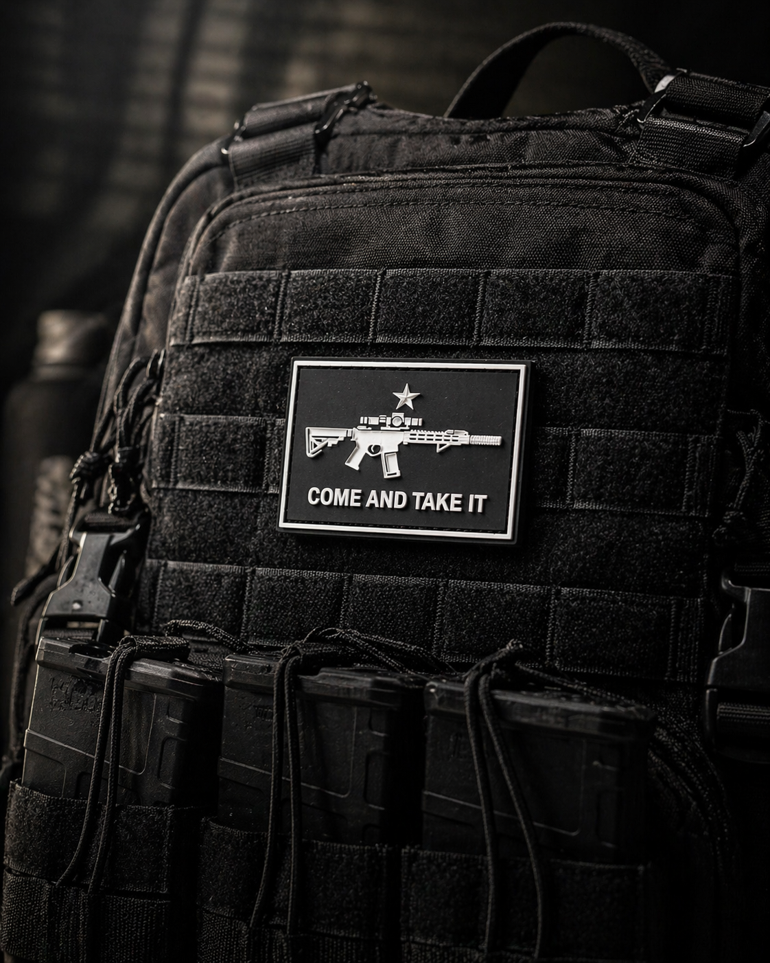 Come and Take It PVC Tactical Morale Patch – Black and White Rifle Gear Patch