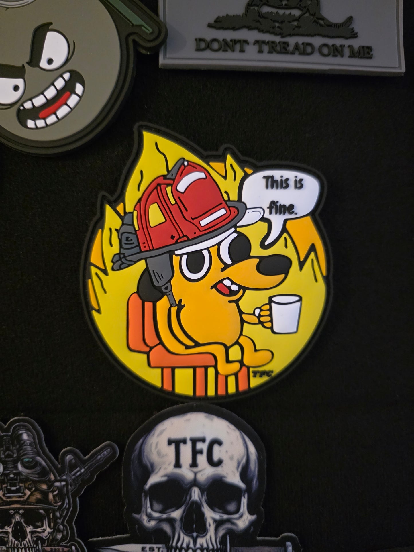 This Is Fine Firefighter Patch – Funny Firefighter Morale Patch | Hook & Loop | Perfect for Gear, Hats & Uniforms | TFC Tactical Humor Series