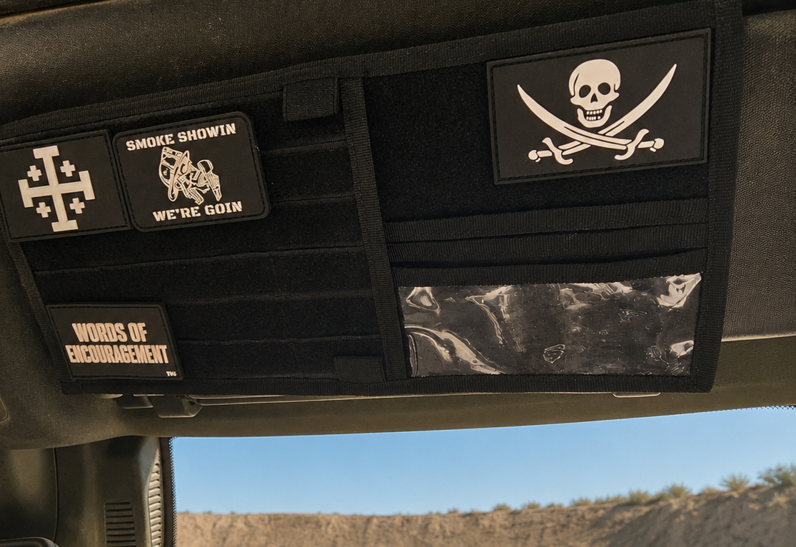 Tactical Sunvisor Organizer, Molle Mounts, ID Holder, 2-Sided