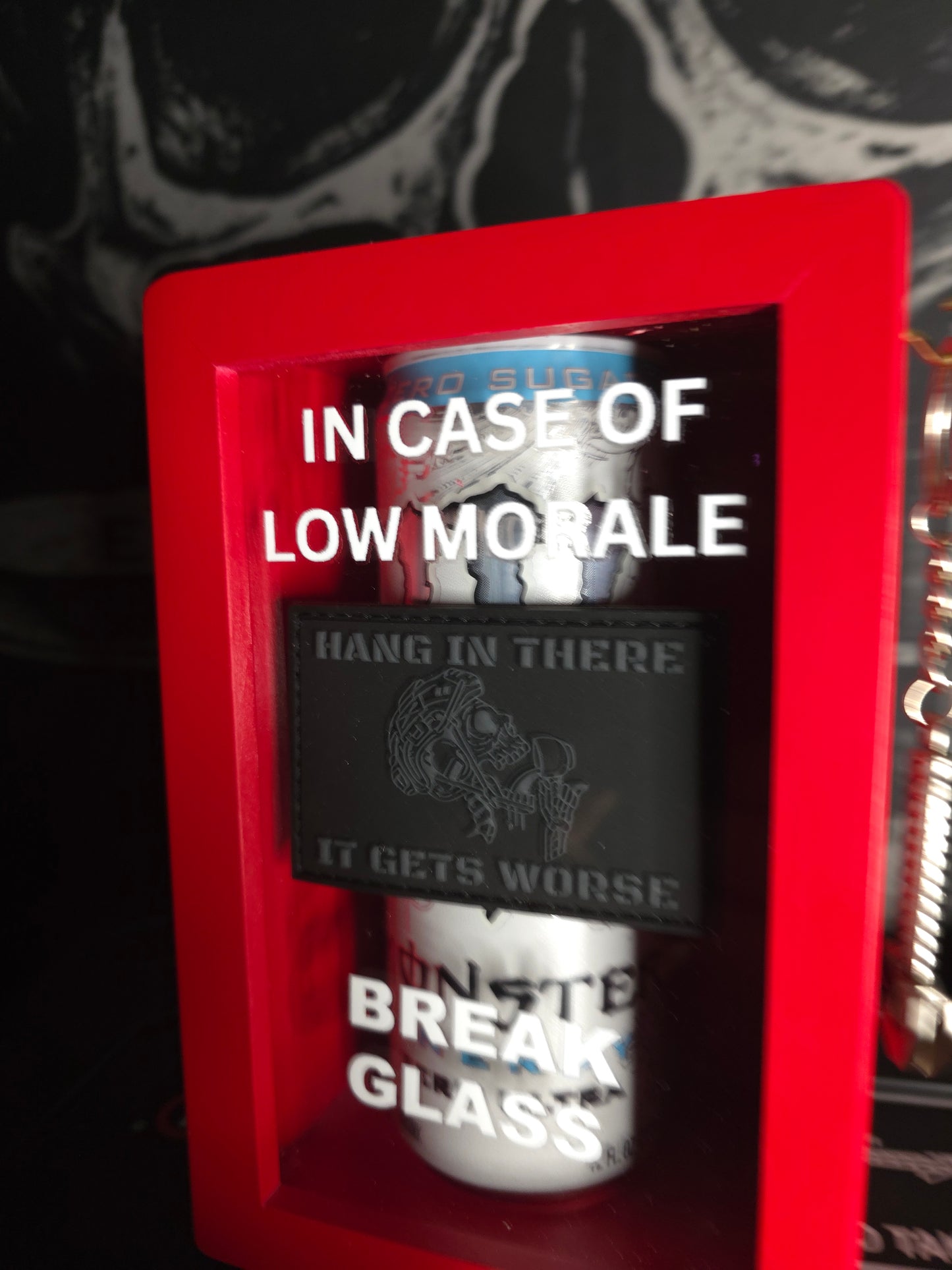 Emergency Morale Box, comes with 1 “Hang In There — It Gets Worse” patch, Pre-Sale, Ships May 1