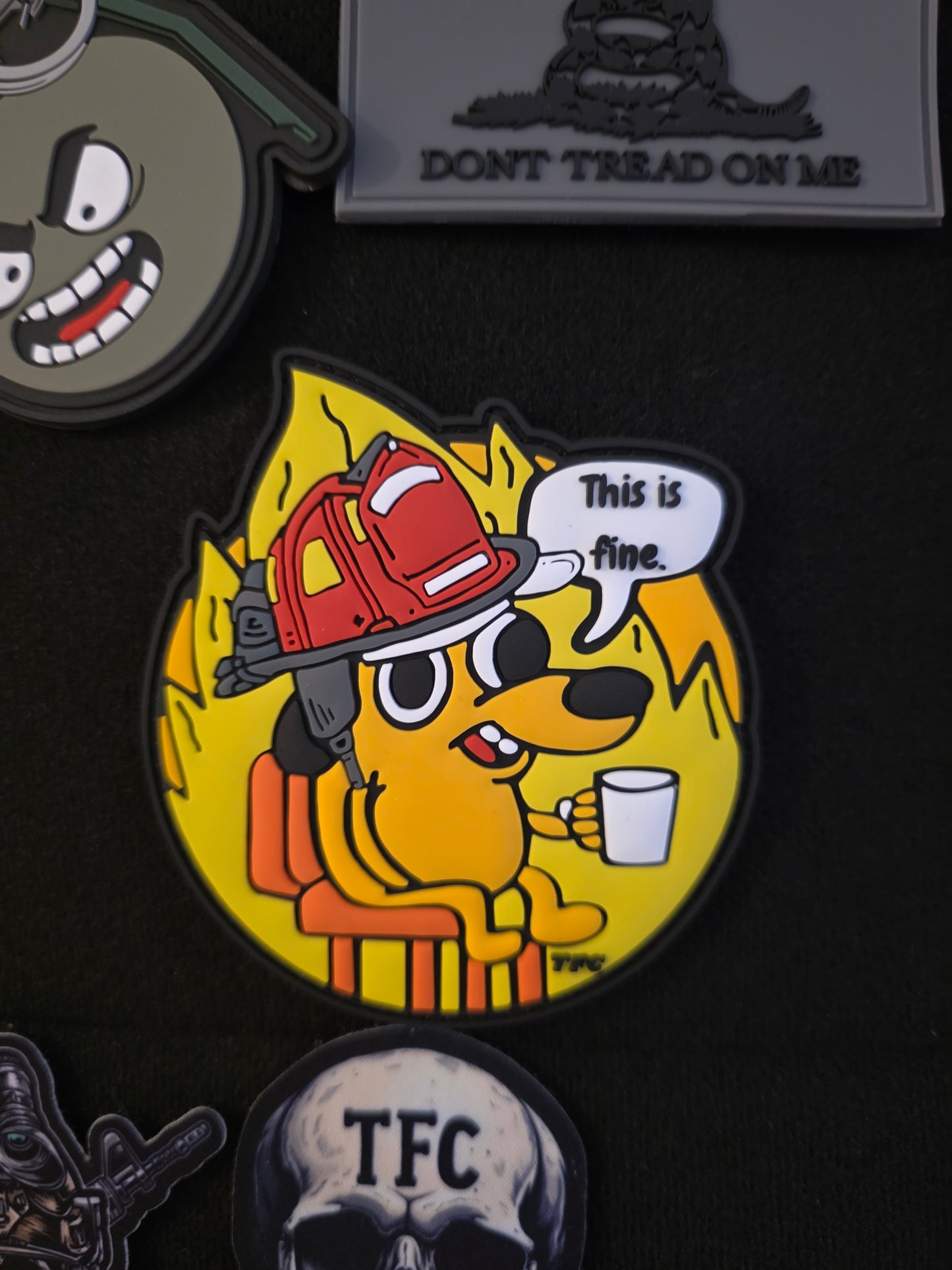 This Is Fine Firefighter Patch – Funny Firefighter Morale Patch | Hook & Loop | Perfect for Gear, Hats & Uniforms | TFC Tactical Humor Series