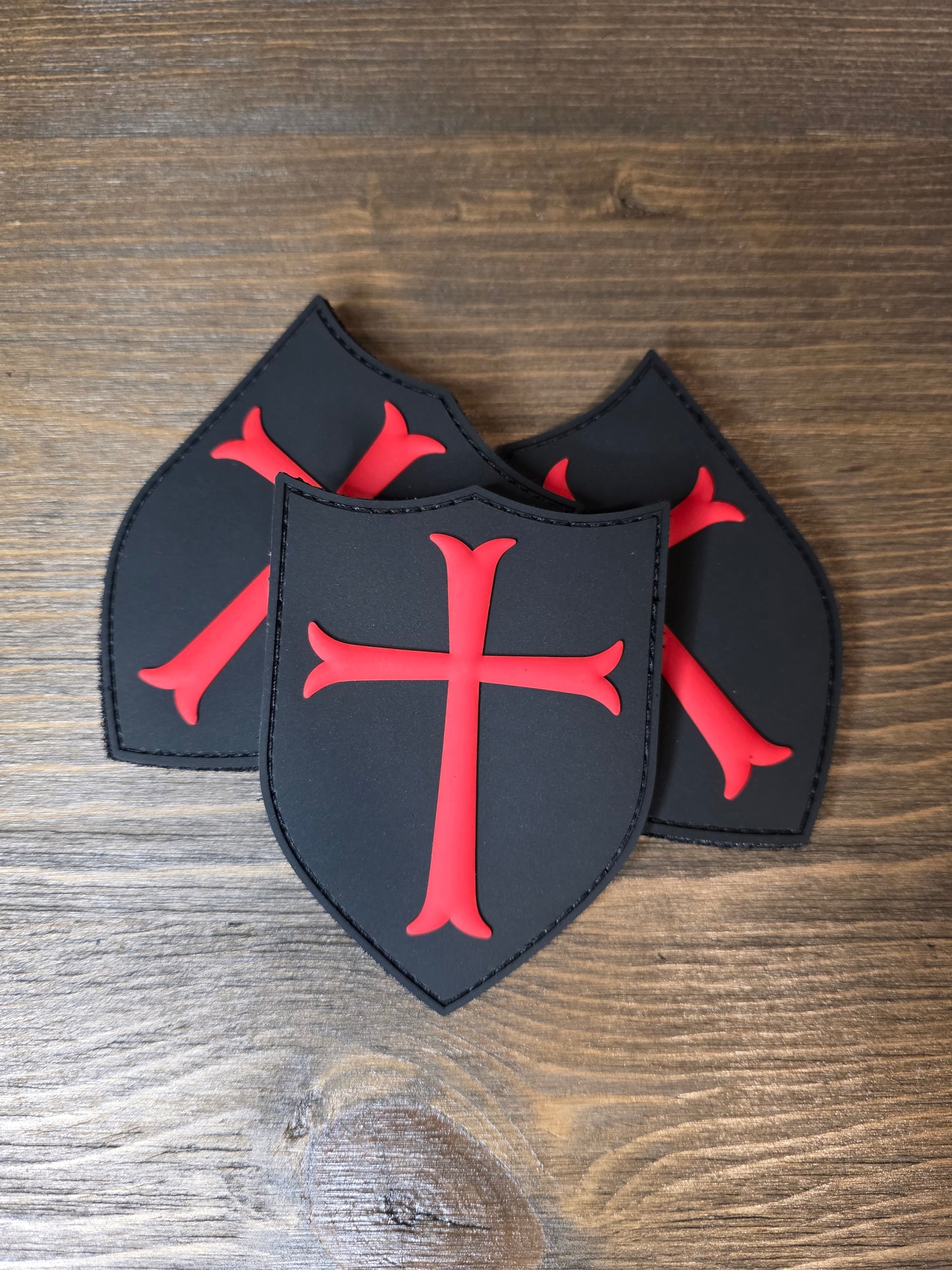 Crusader Shield Patch – Red Cross PVC Morale Patch | Tactical Hook & Loop Emblem for Bags, Vests & Gear