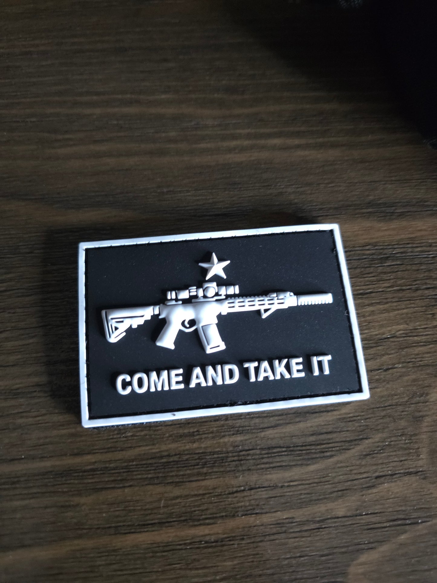 Come and Take It PVC Tactical Morale Patch – Black and White Rifle Gear Patch