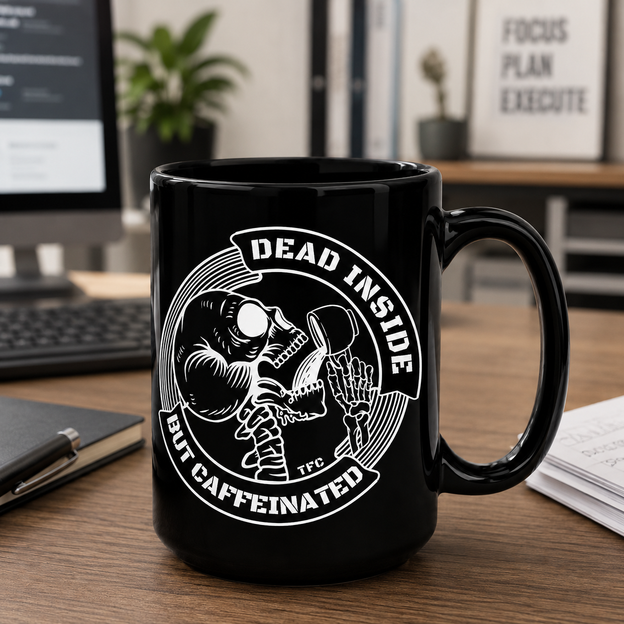 Dead Inside But Caffeinated Coffee Mug — Funny Skeleton Coffee Mug (11oz & 15oz)