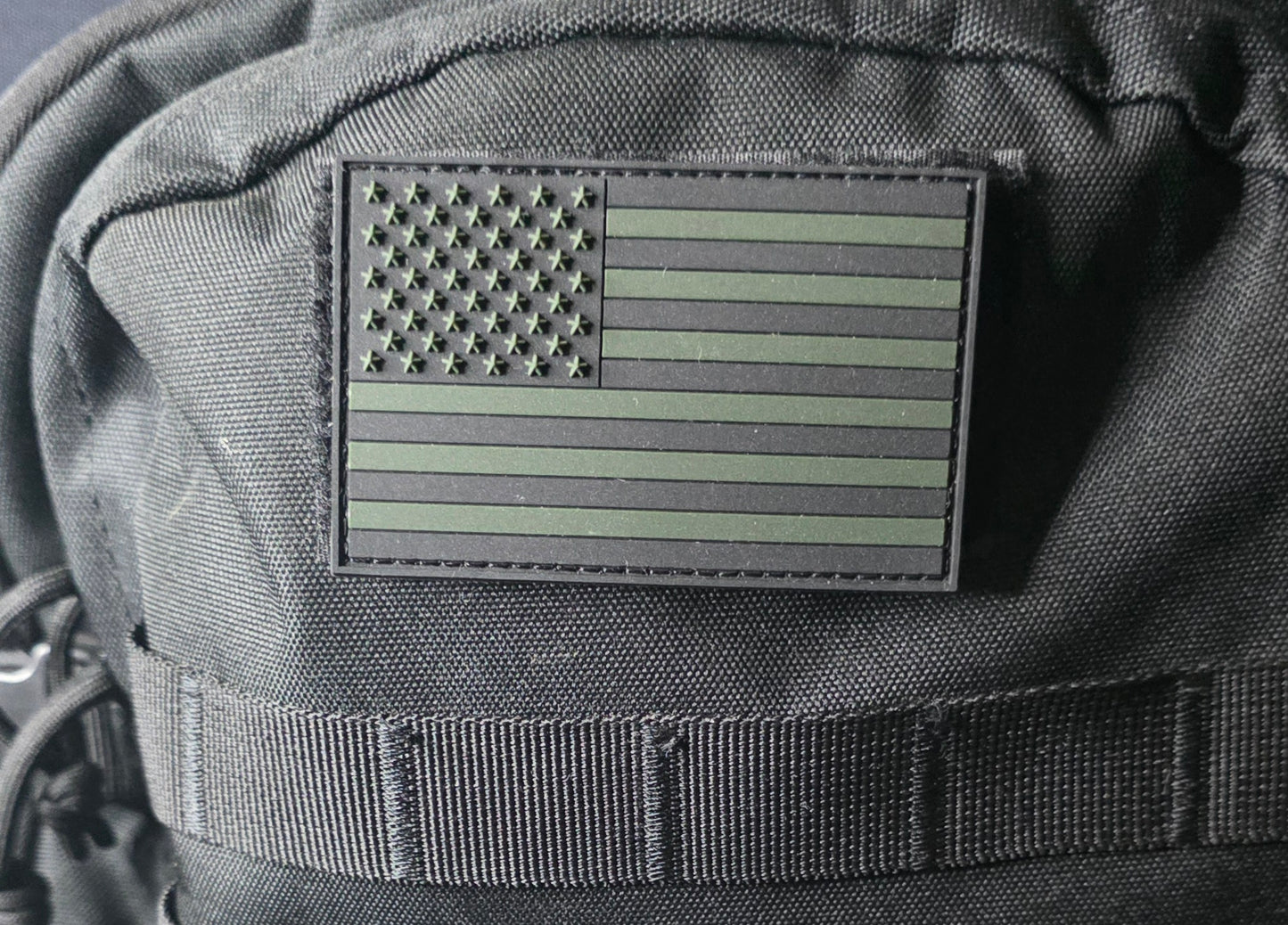 Tactical Subdued U.S. Flag – Black & OD Green Hook and Loop Patch