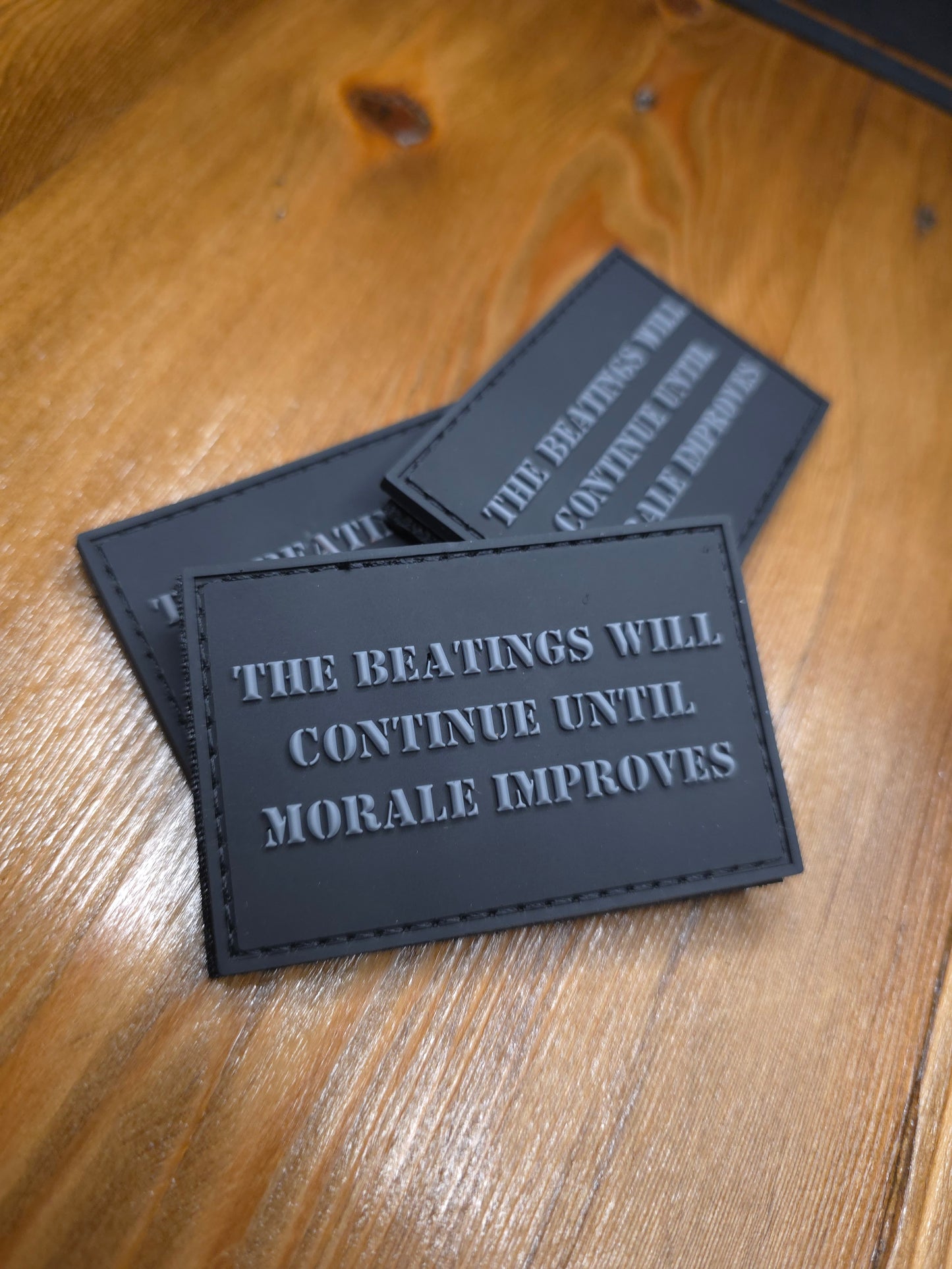The Beatings Will Continue Until Morale Improves Patch – Tactical PVC Morale Patch – Funny Military Humor Gear